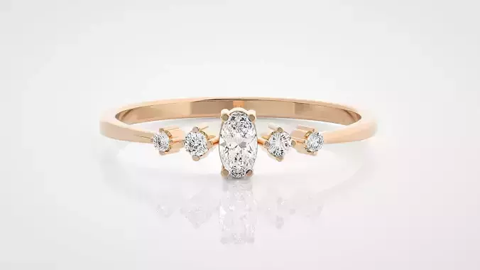 Ultra Light wt minimalist oval diamond ring 3dm stl renders