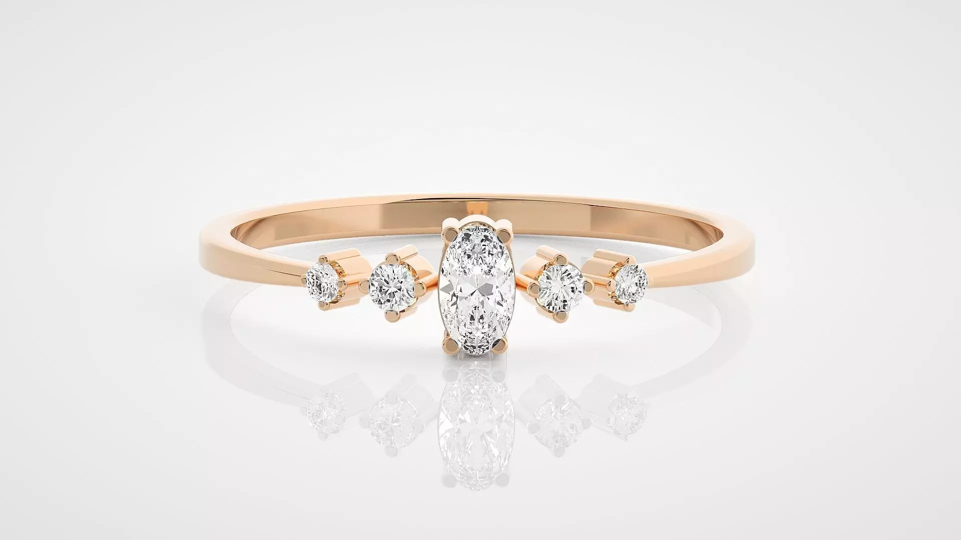 Ultra Light wt minimalist oval diamond ring 3dm stl renders 3D print model