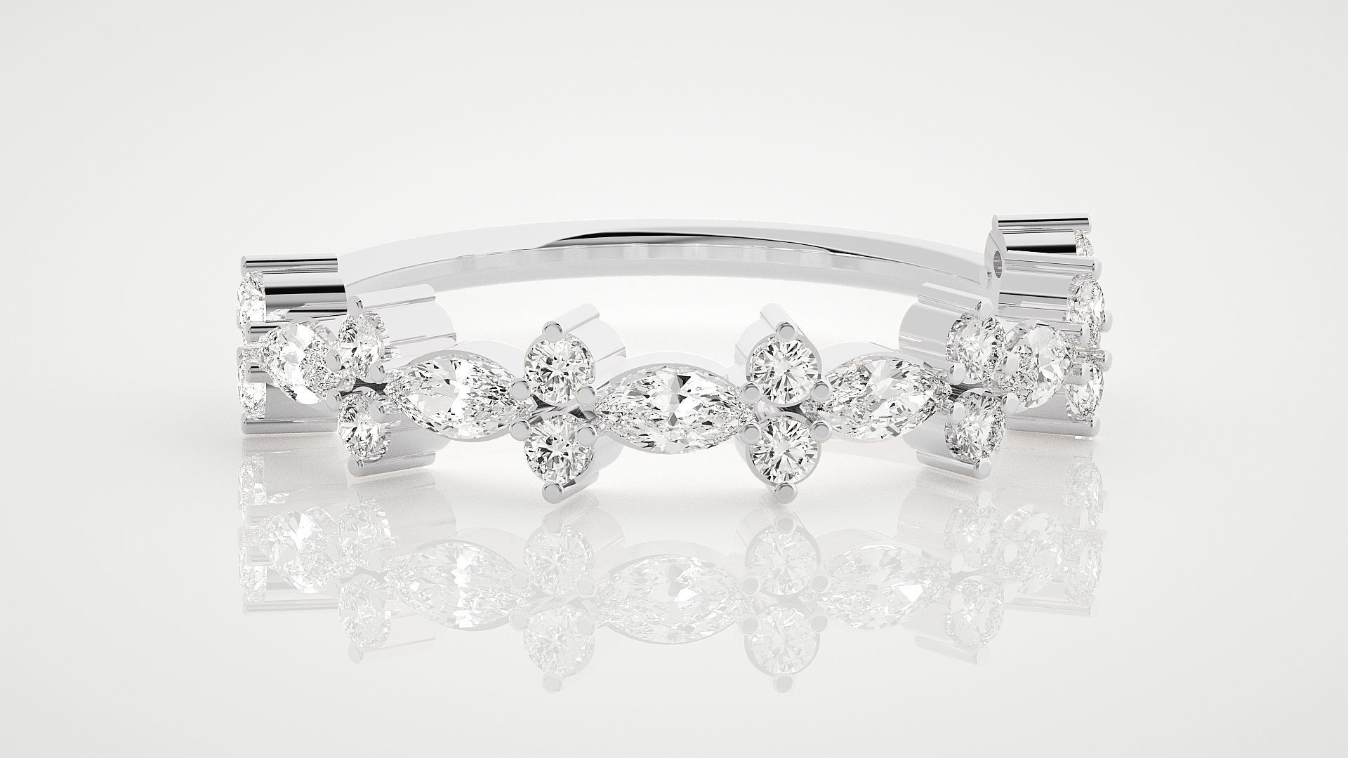 Flower Ultra Light wt minimalist  marquise diamond ring 3dm stl 3D print model_4