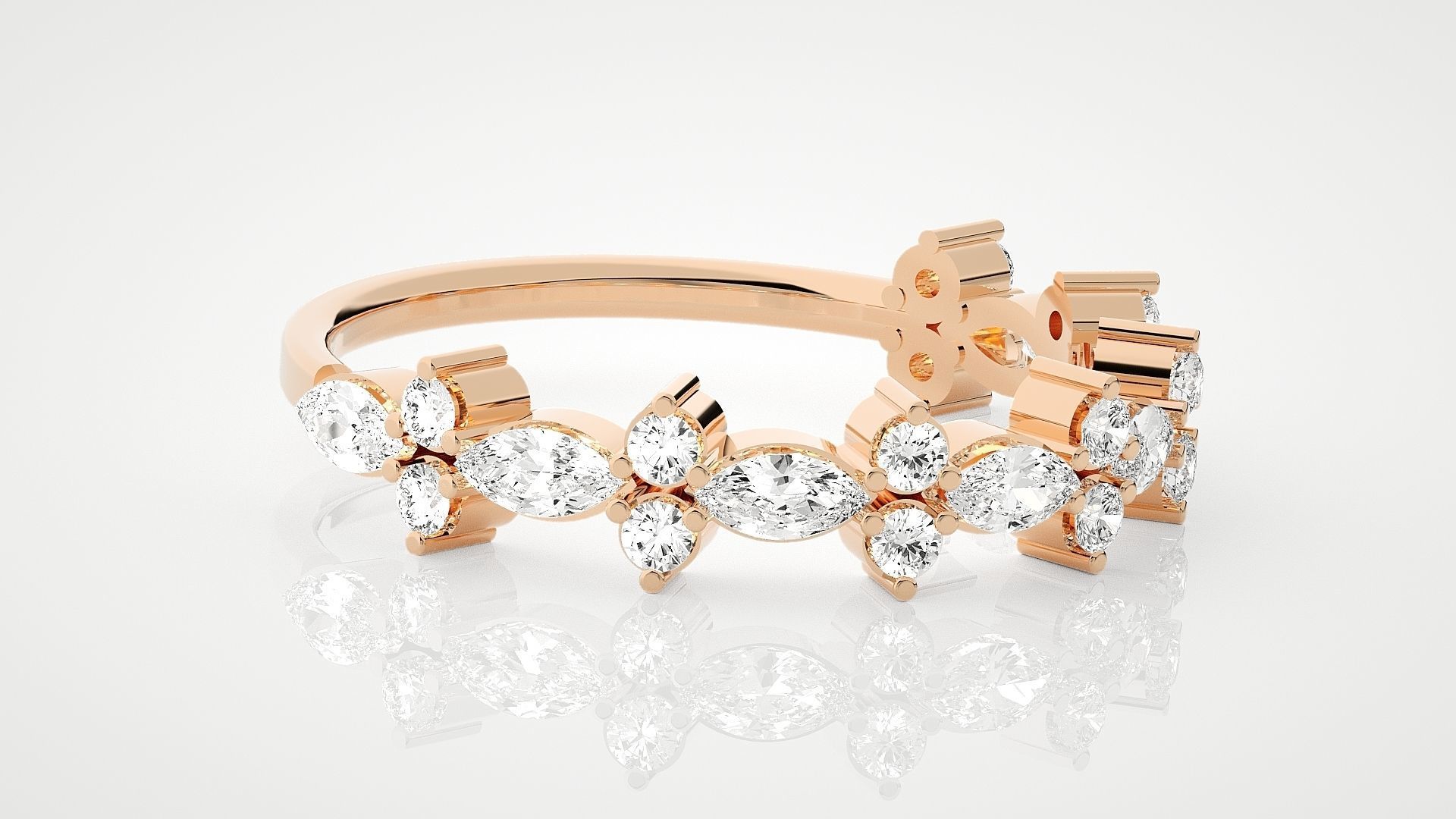 Flower Ultra Light wt minimalist  marquise diamond ring 3dm stl 3D print model_1