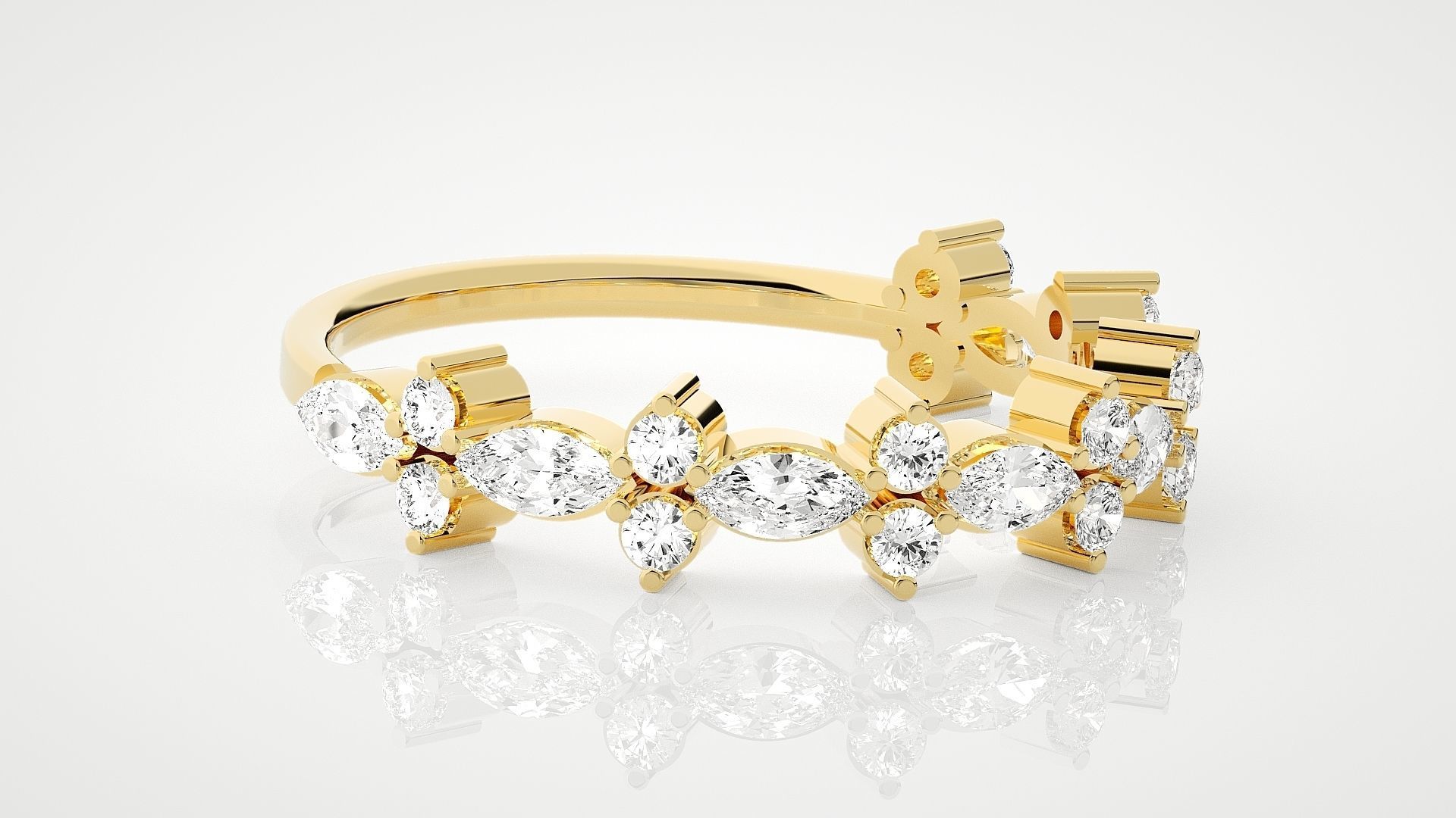 Flower Ultra Light wt minimalist  marquise diamond ring 3dm stl 3D print model_8