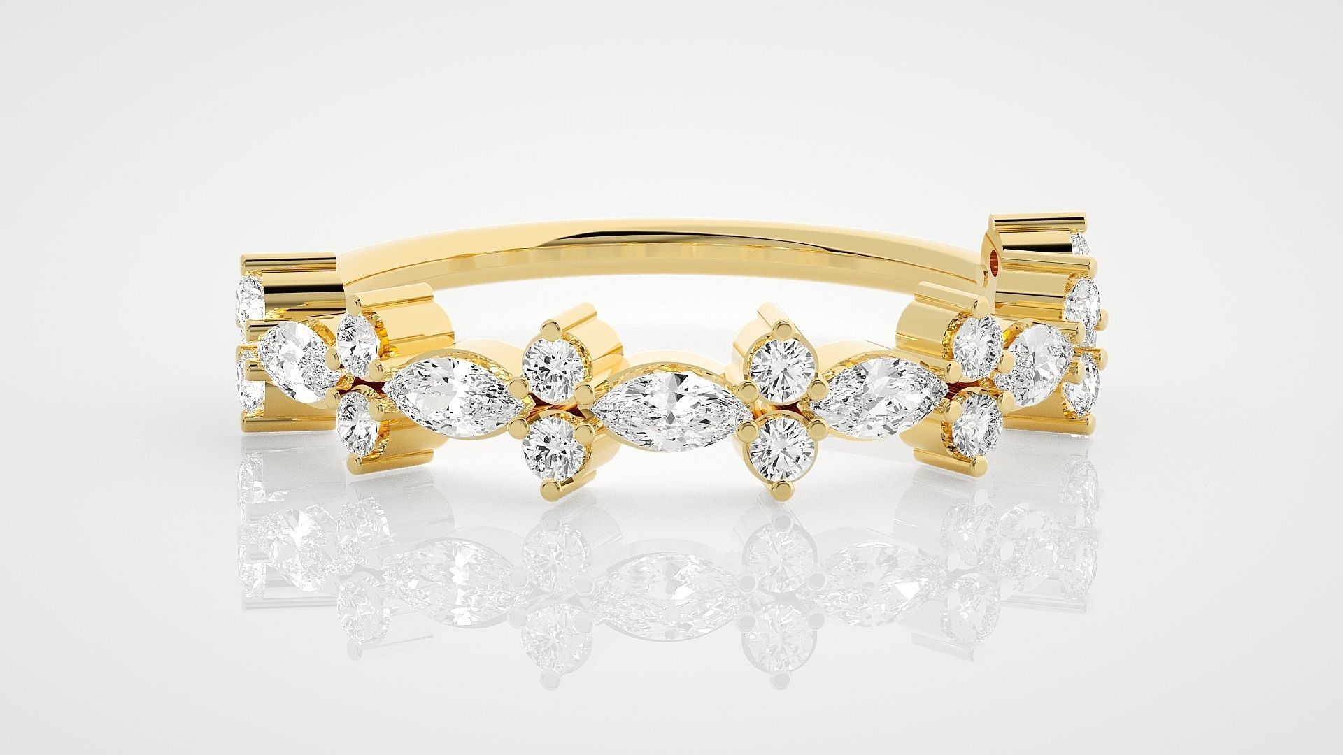 Flower Ultra Light wt minimalist  marquise diamond ring 3dm stl 3D print model_7