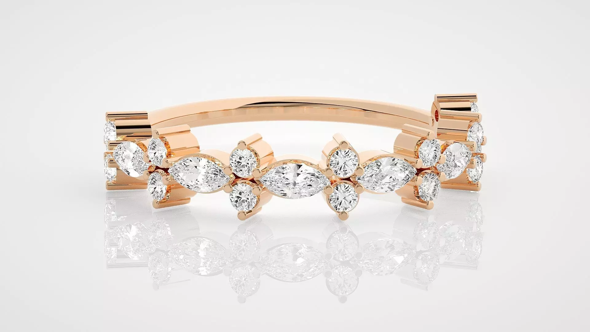 Flower Ultra Light wt minimalist  marquise diamond ring 3dm stl 3D print model_0