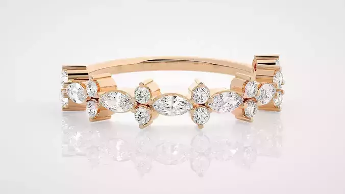 Flower Ultra Light wt minimalist  marquise diamond ring 3dm stl 3D print model