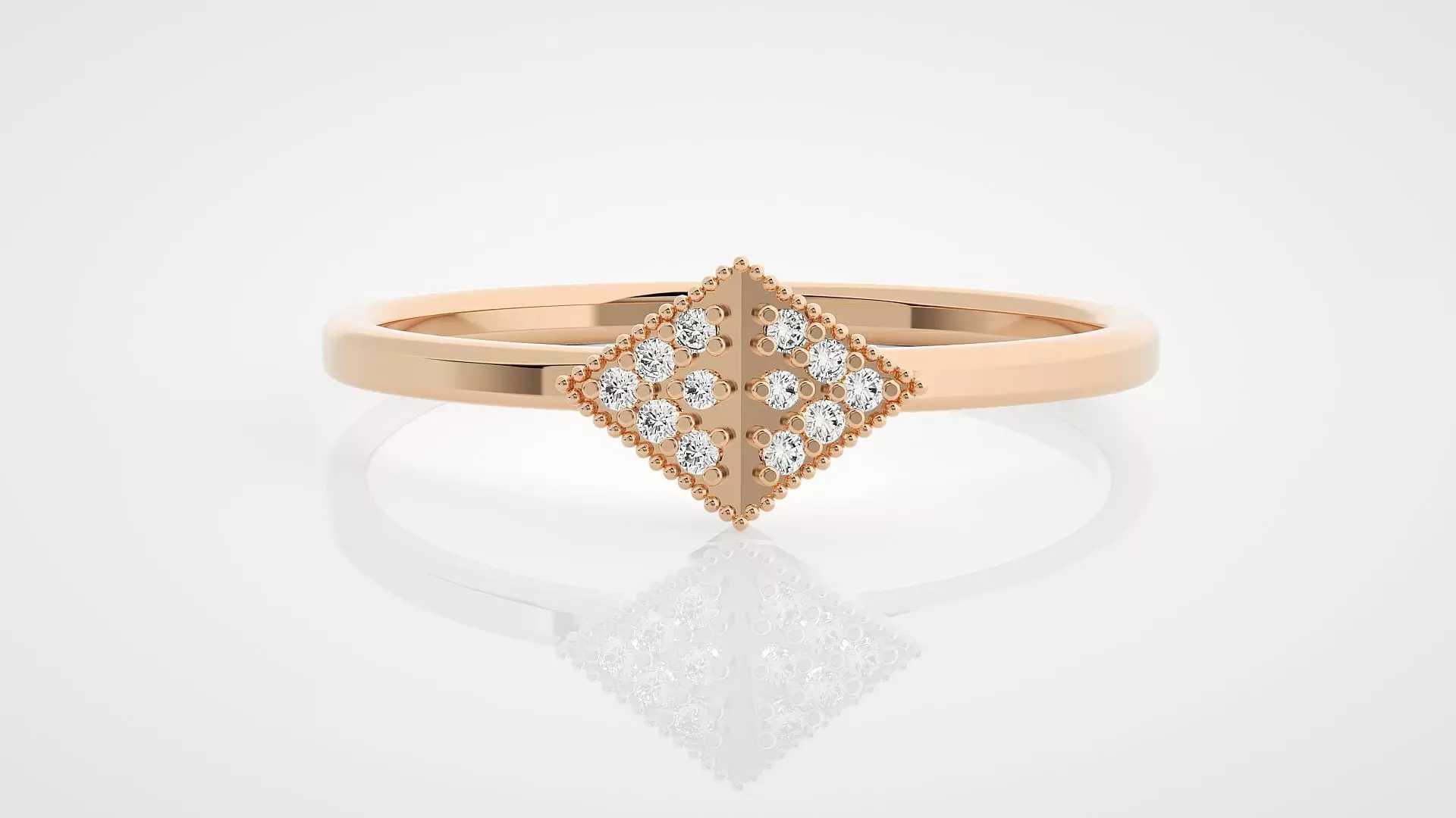 Diamond Head Ultra Light wt minimalist diamond ring 3dm stl 3D print model_0