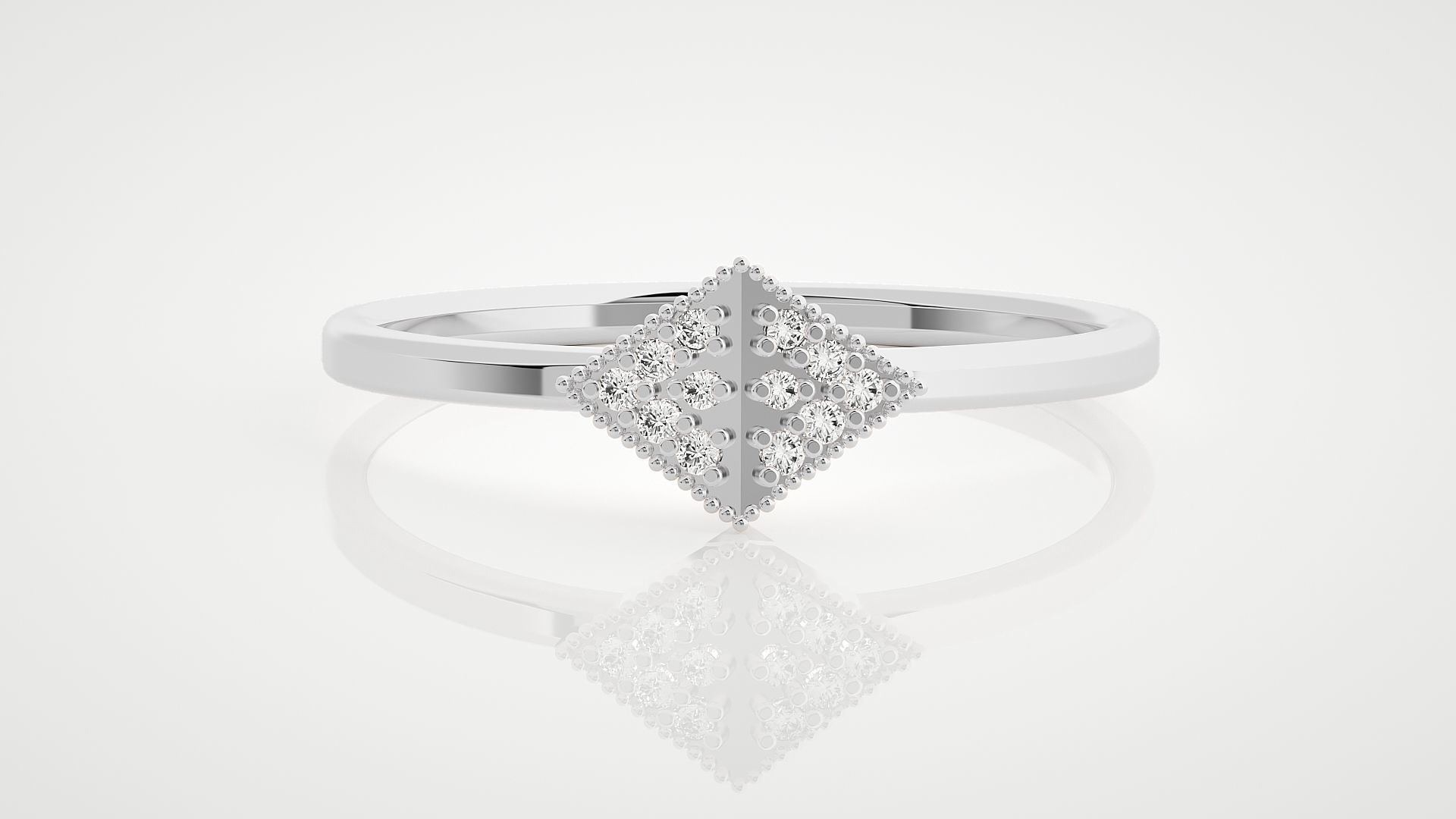 Diamond Head Ultra Light wt minimalist diamond ring 3dm stl 3D print model_4