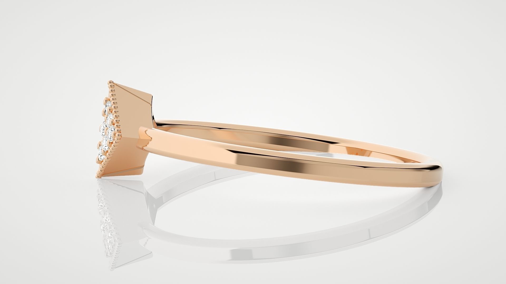 Diamond Head Ultra Light wt minimalist diamond ring 3dm stl 3D print model_2