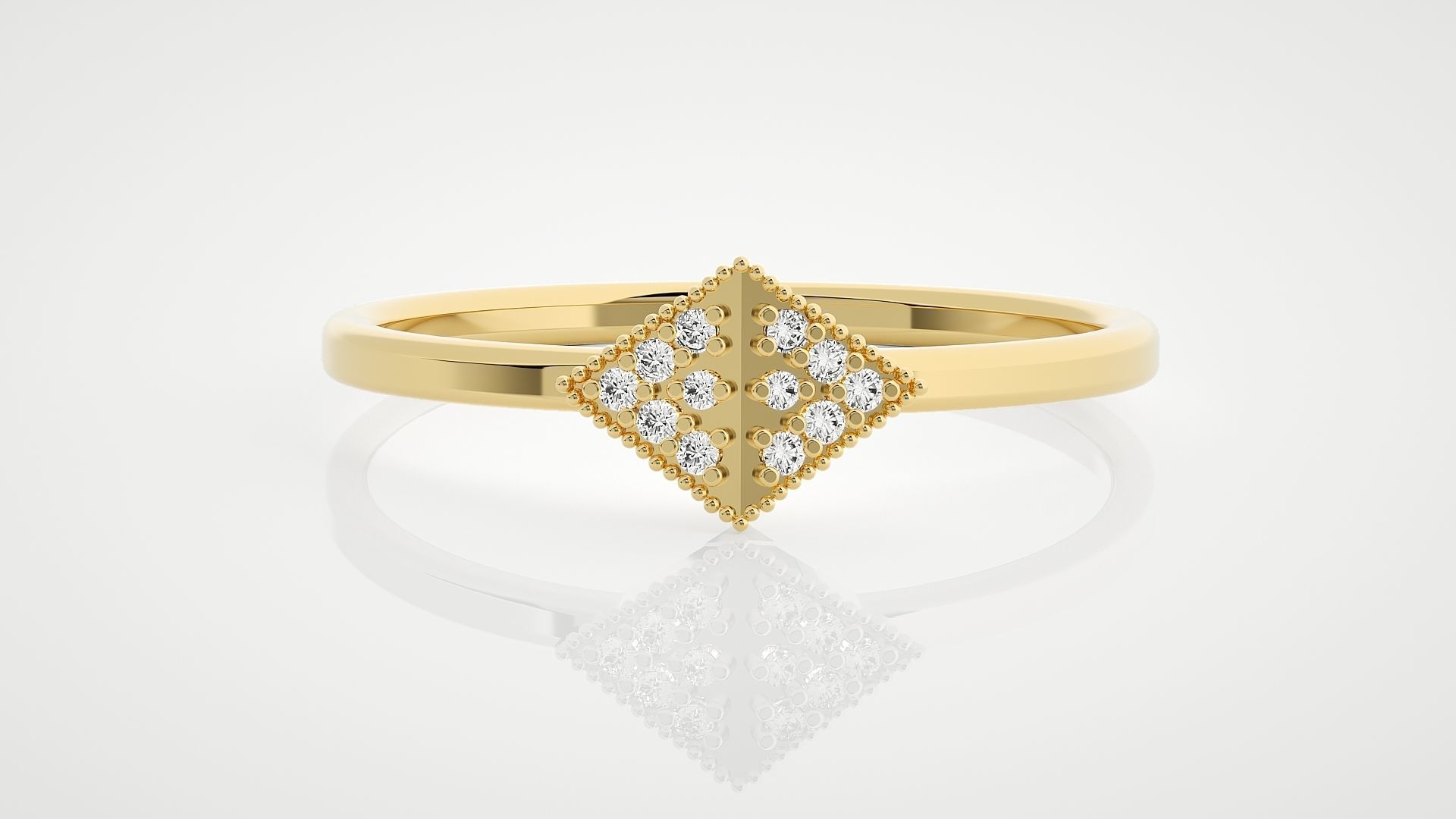 Diamond Head Ultra Light wt minimalist diamond ring 3dm stl 3D print model_7