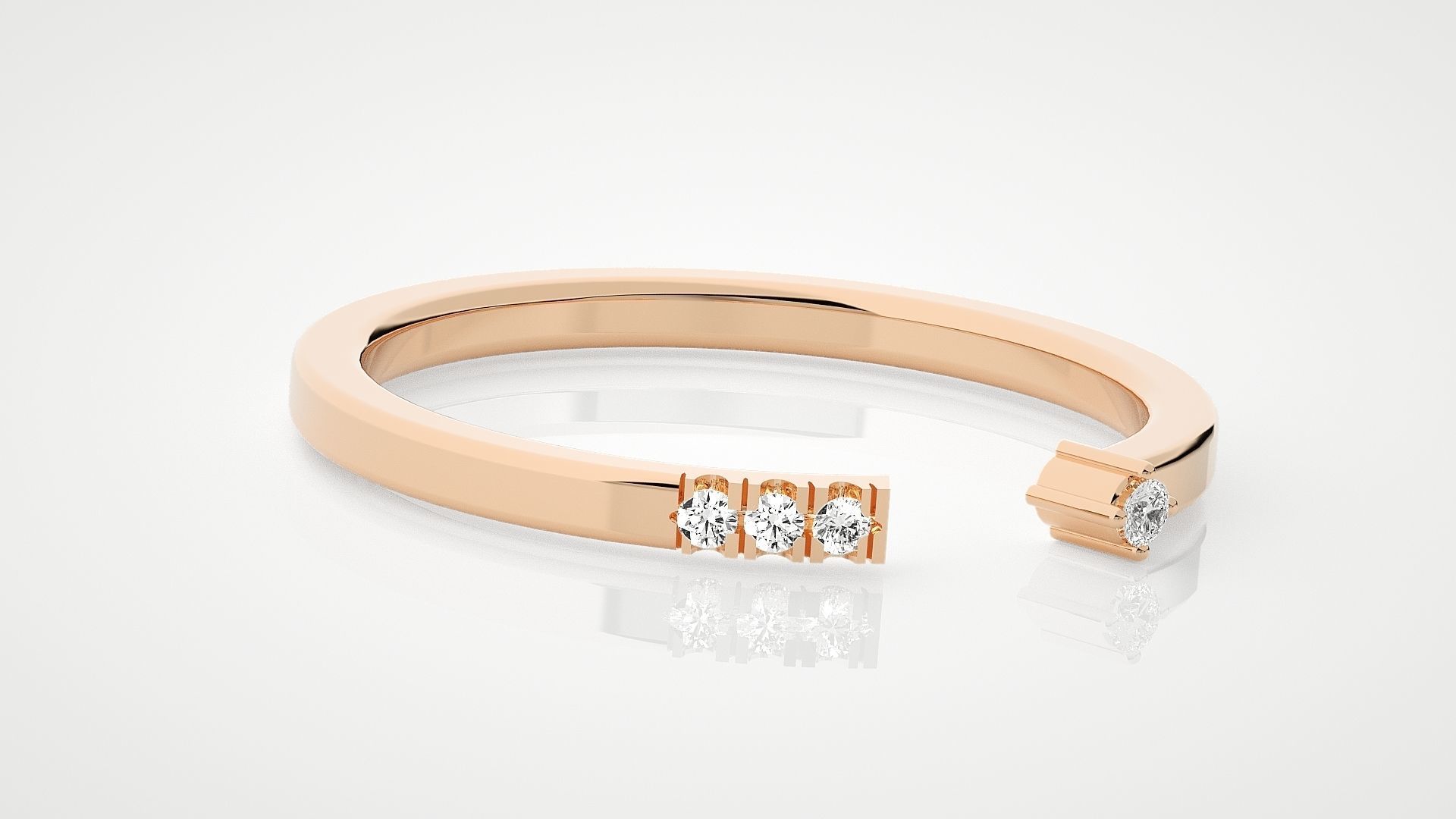 Ultra Light wt minimalist diamond band ring 3dm stl renders 3D print model_1