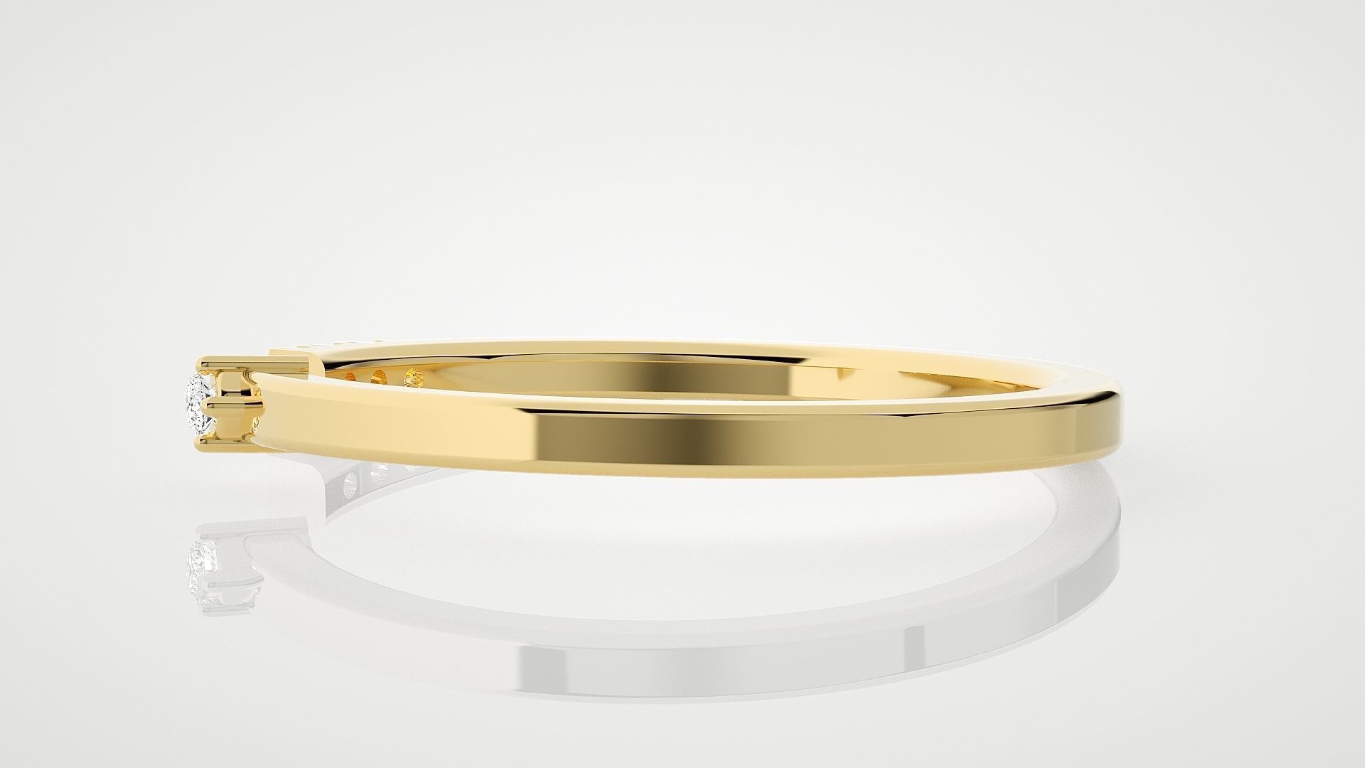 Ultra Light wt minimalist diamond band ring 3dm stl renders 3D print model_9