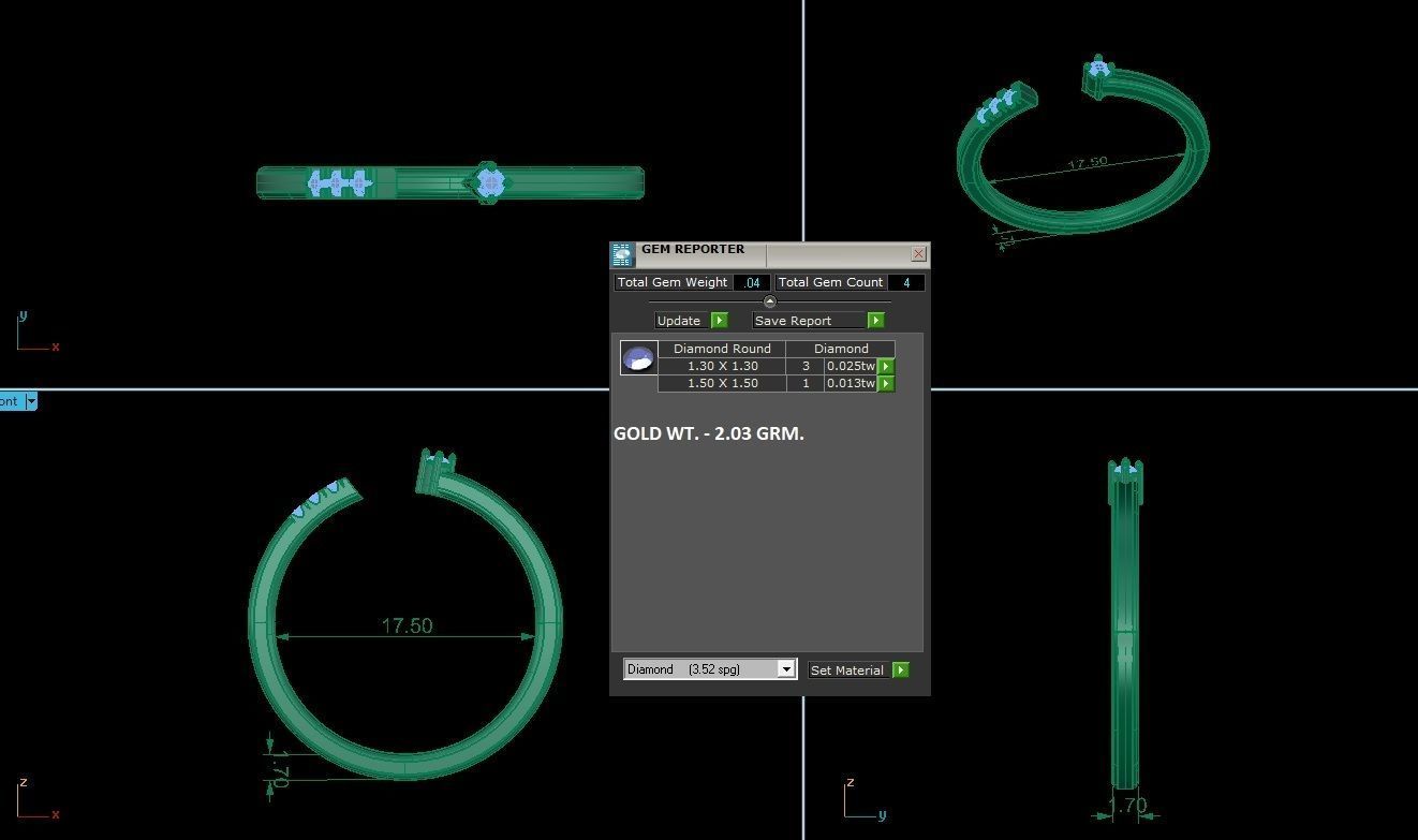 Ultra Light wt minimalist diamond band ring 3dm stl renders 3D print model_4
