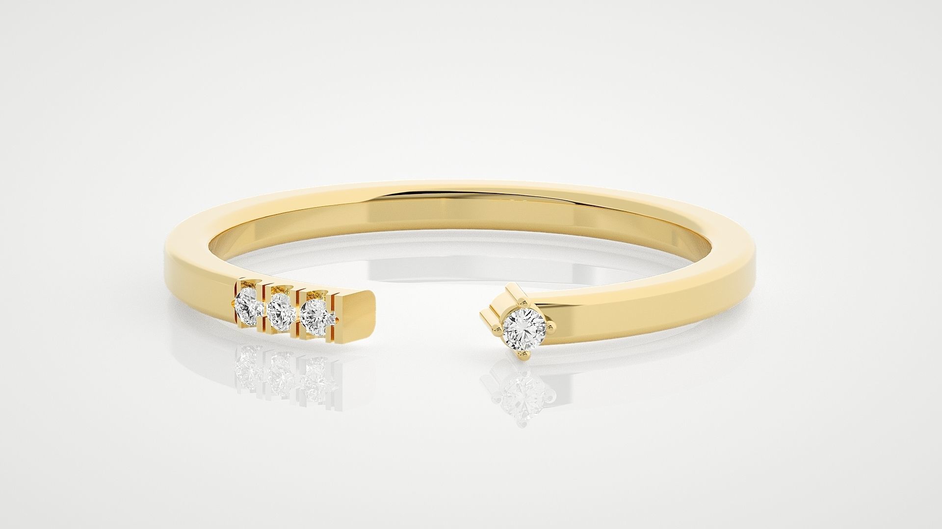 Ultra Light wt minimalist diamond band ring 3dm stl renders 3D print model_7