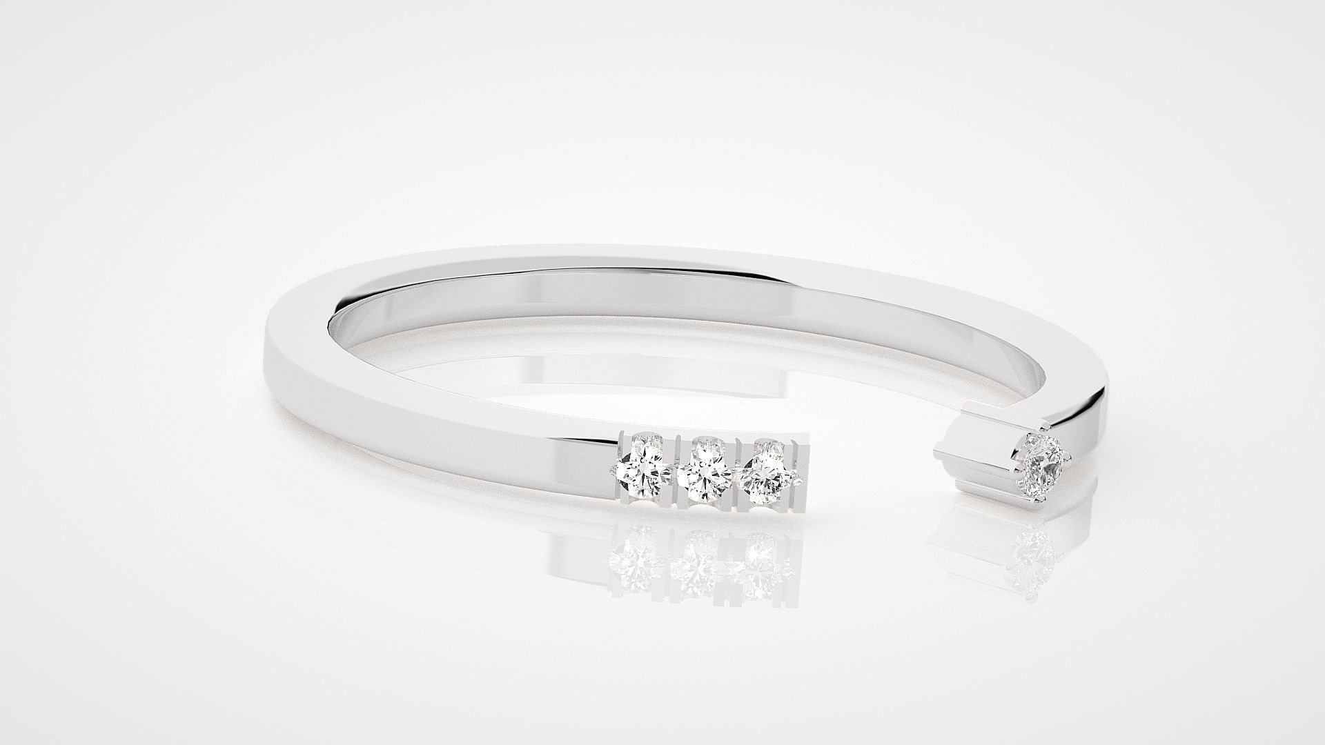 Ultra Light wt minimalist diamond band ring 3dm stl renders 3D print model_5