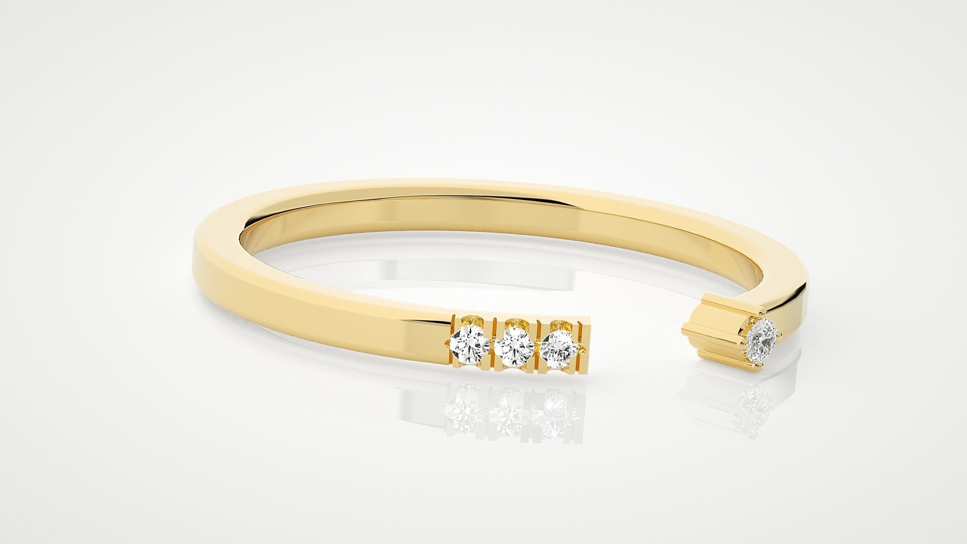 Ultra Light wt minimalist diamond band ring 3dm stl renders 3D print model_8