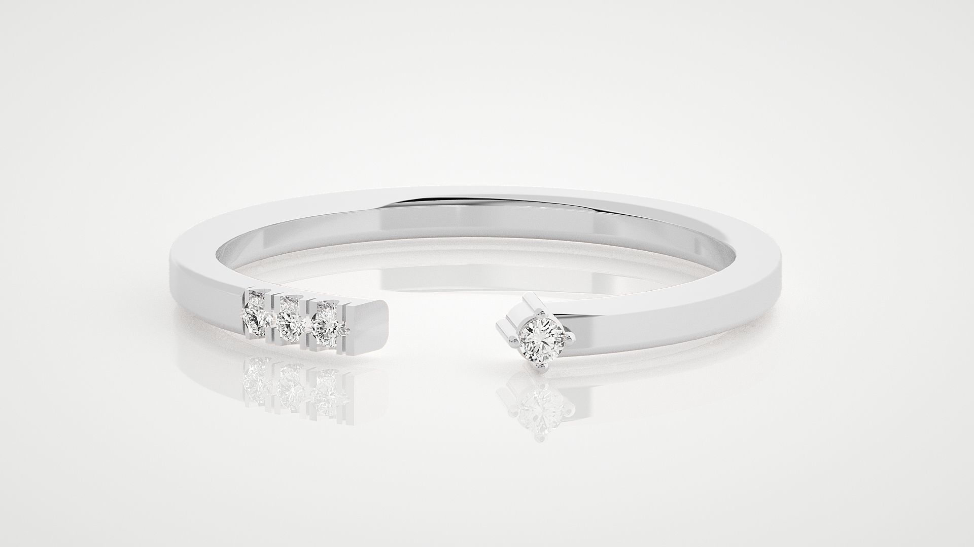 Ultra Light wt minimalist diamond band ring 3dm stl renders 3D print model_3