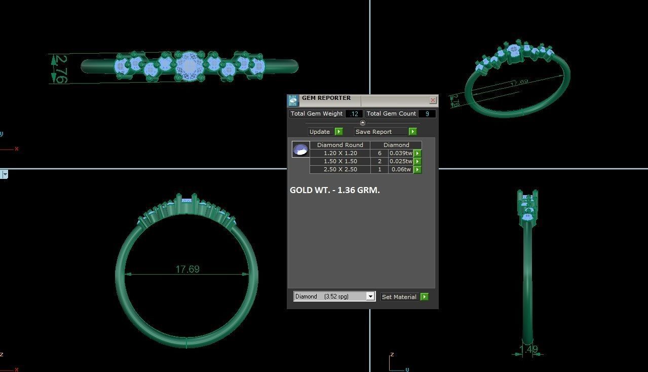 Ultra Light wt minimalist diamond ring 3dm stl renders details 3D print model_4