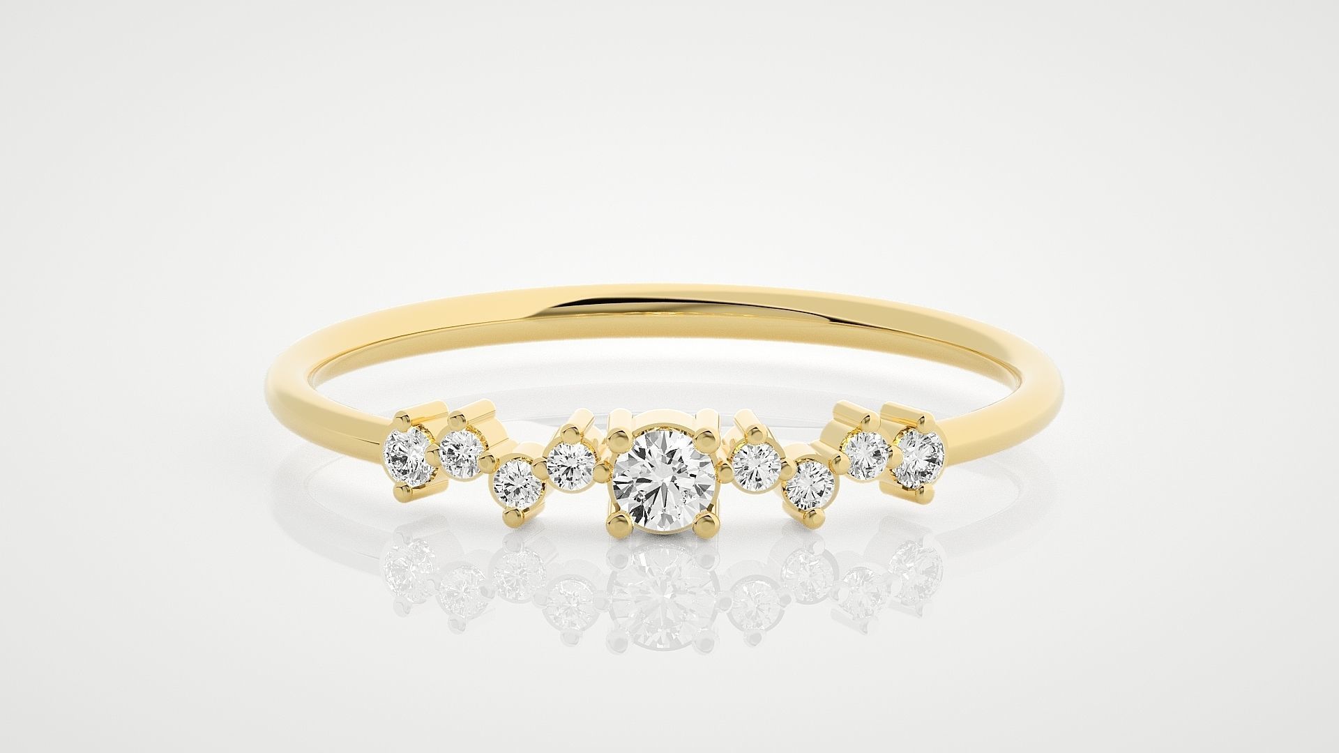 Ultra Light wt minimalist diamond ring 3dm stl renders details 3D print model_7