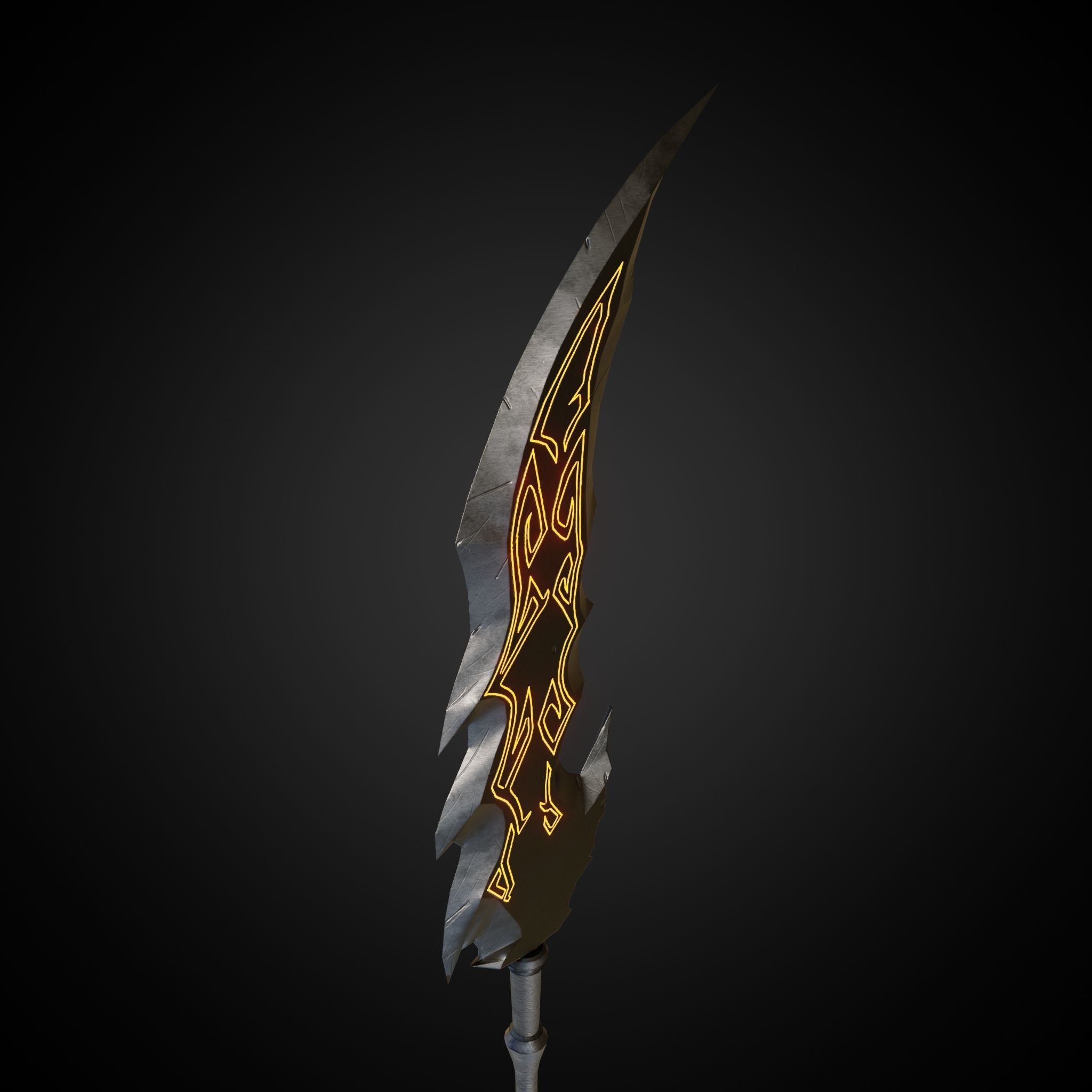 Wounded Sword Emissive Orange Low-poly 3D model_10