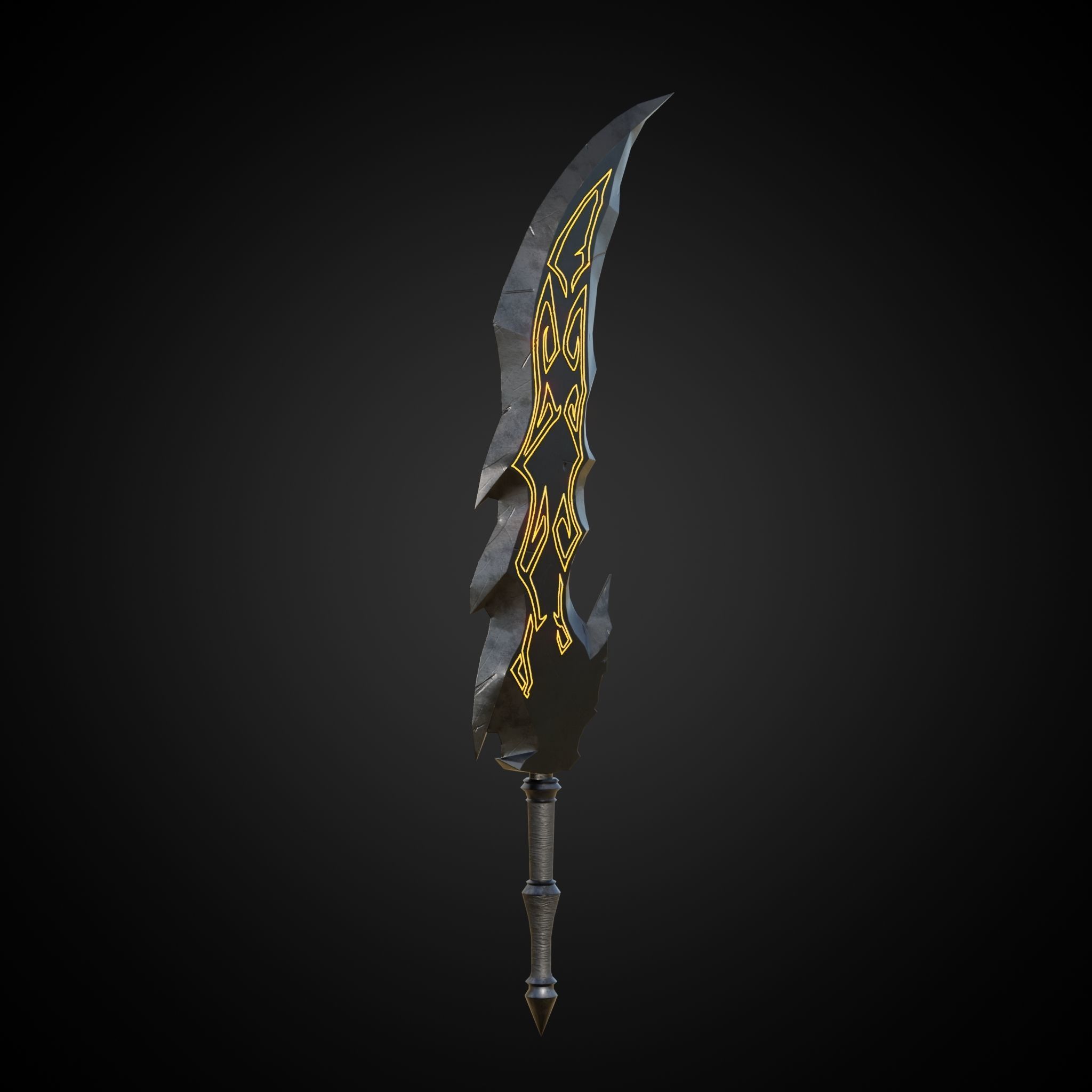 Wounded Sword Emissive Orange Low-poly 3D model_1