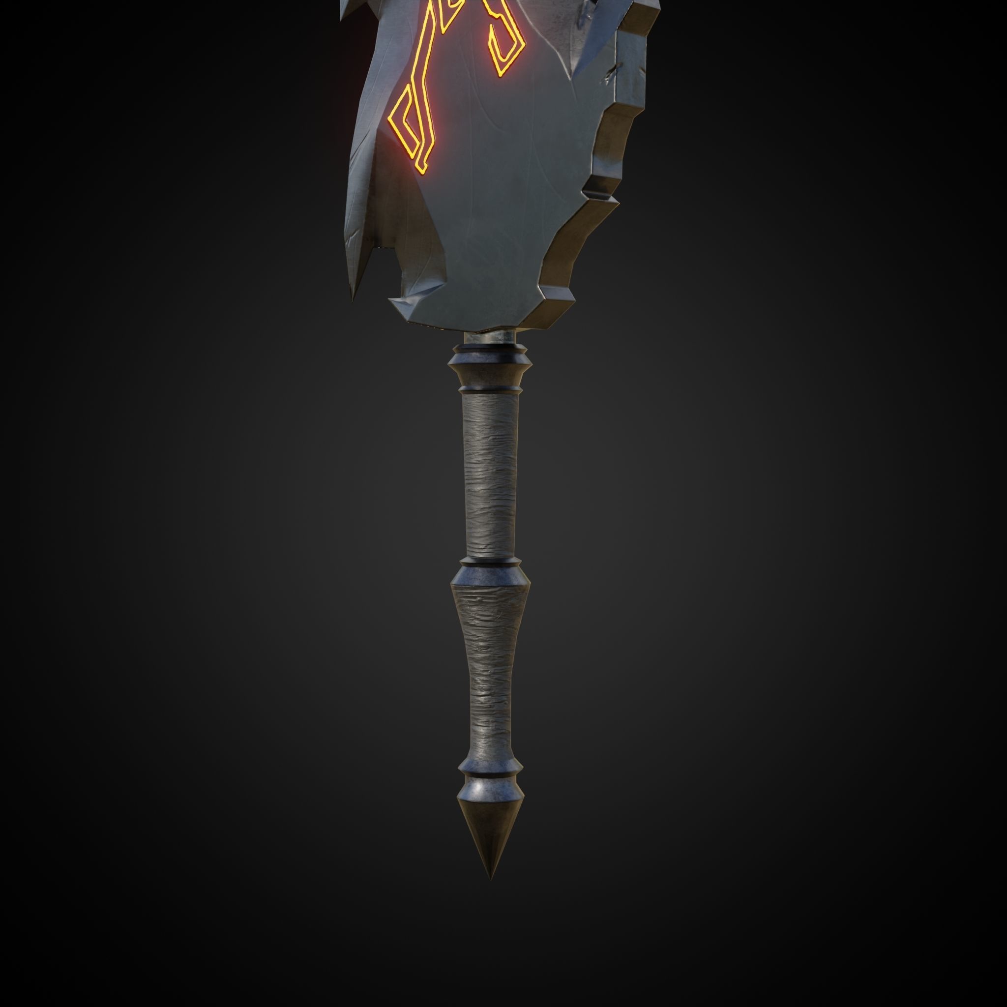 Wounded Sword Emissive Orange Low-poly 3D model_8