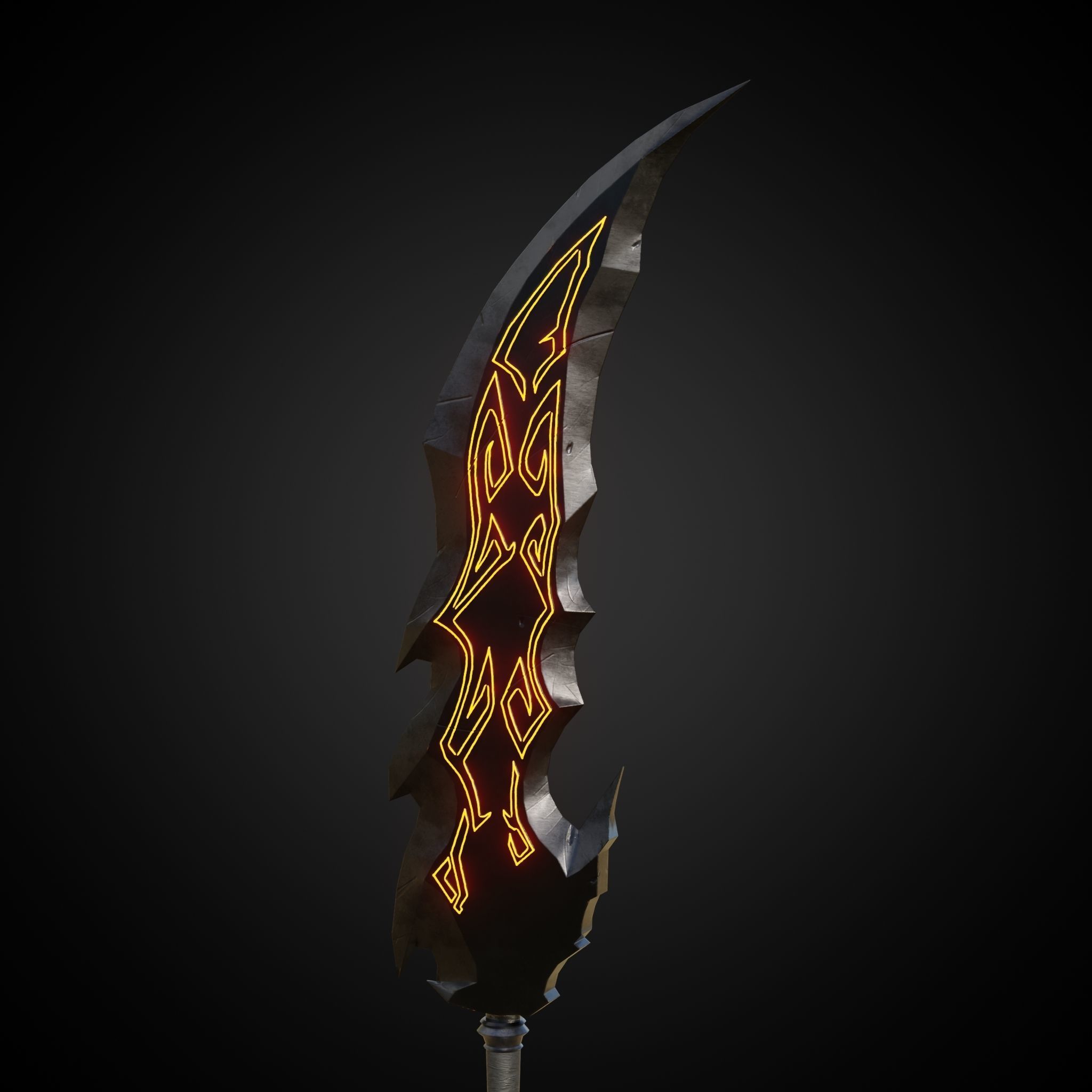 Wounded Sword Emissive Orange Low-poly 3D model_11