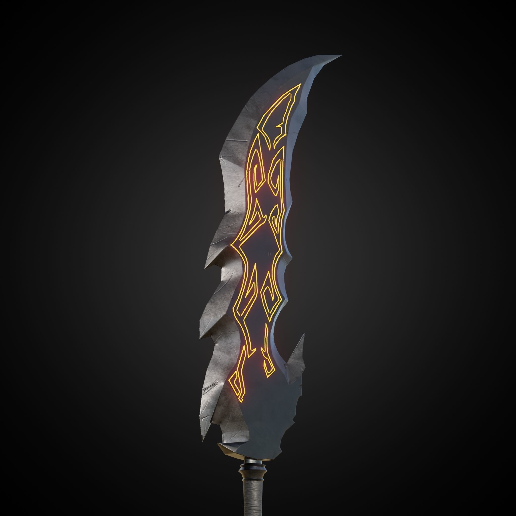 Wounded Sword Emissive Orange Low-poly 3D model_5