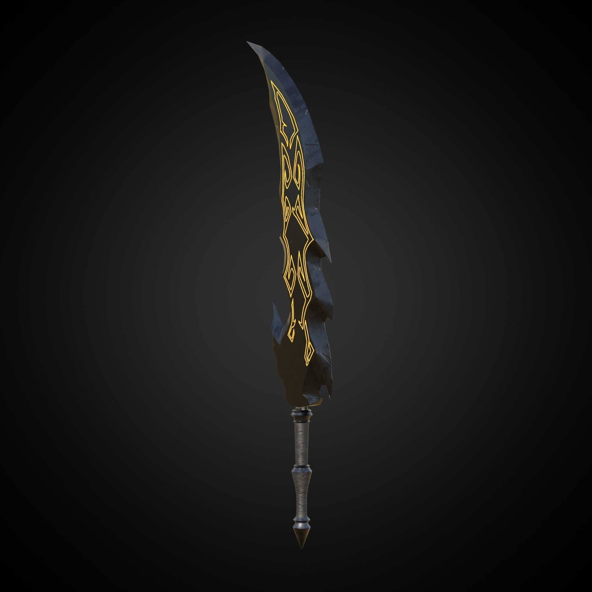 Wounded Sword Emissive Orange Low-poly 3D model_2