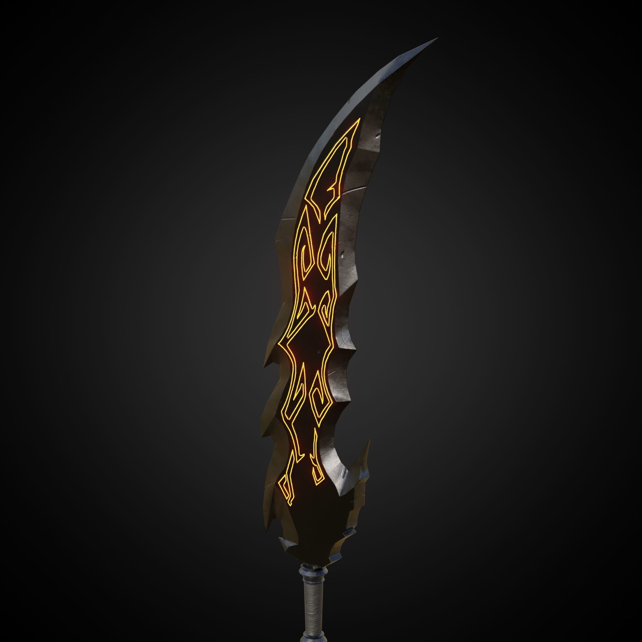 Wounded Sword Emissive Orange Low-poly 3D model_7