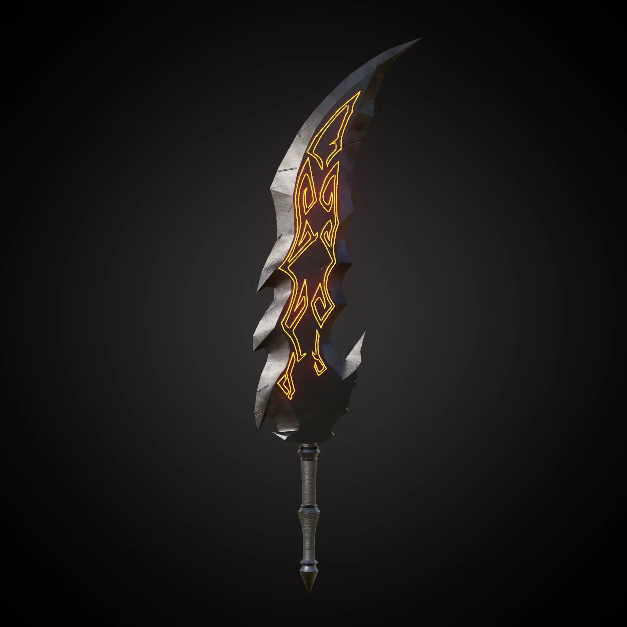 Wounded Sword Emissive Orange Low-poly 3D model_0