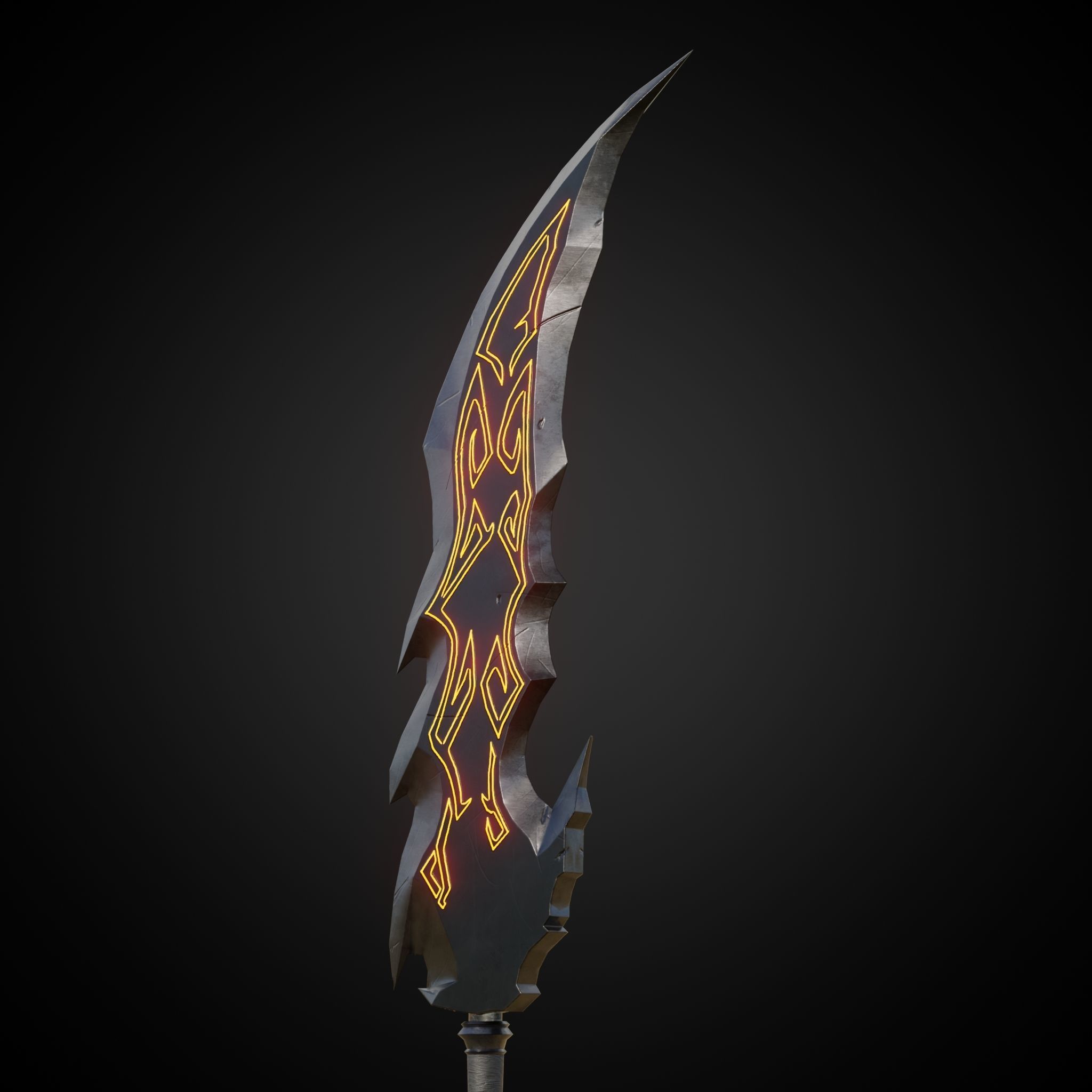 Wounded Sword Emissive Orange Low-poly 3D model_6