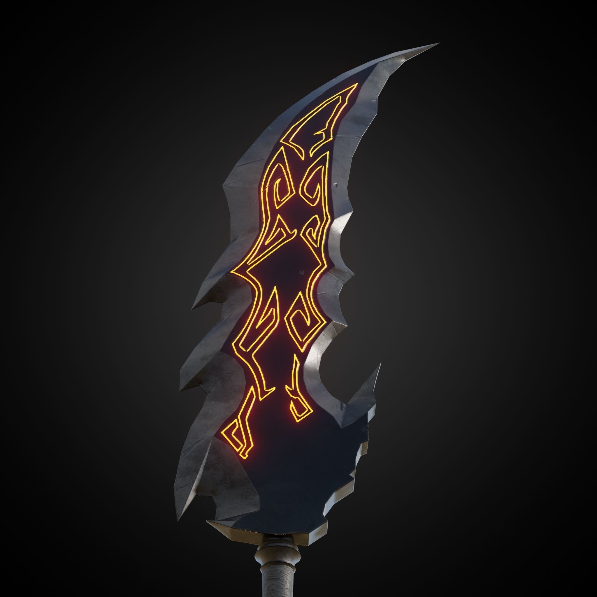 Wounded Sword Emissive Orange Low-poly 3D model_9