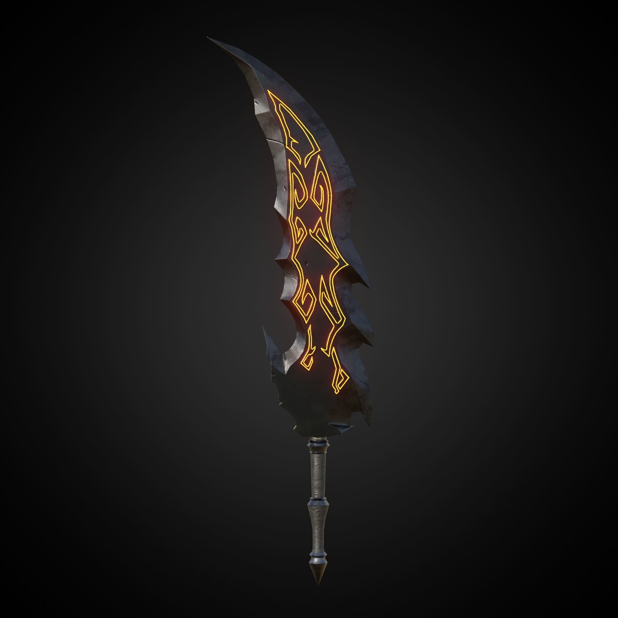 Wounded Sword Emissive Orange Low-poly 3D model_4