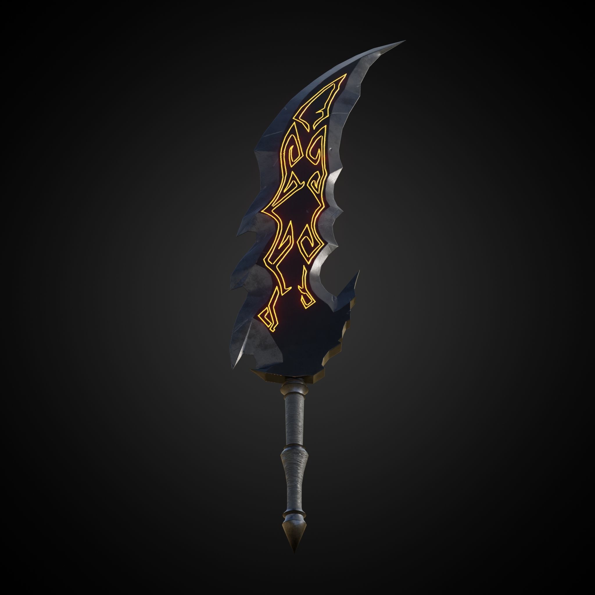 Wounded Sword Emissive Orange Low-poly 3D model_3