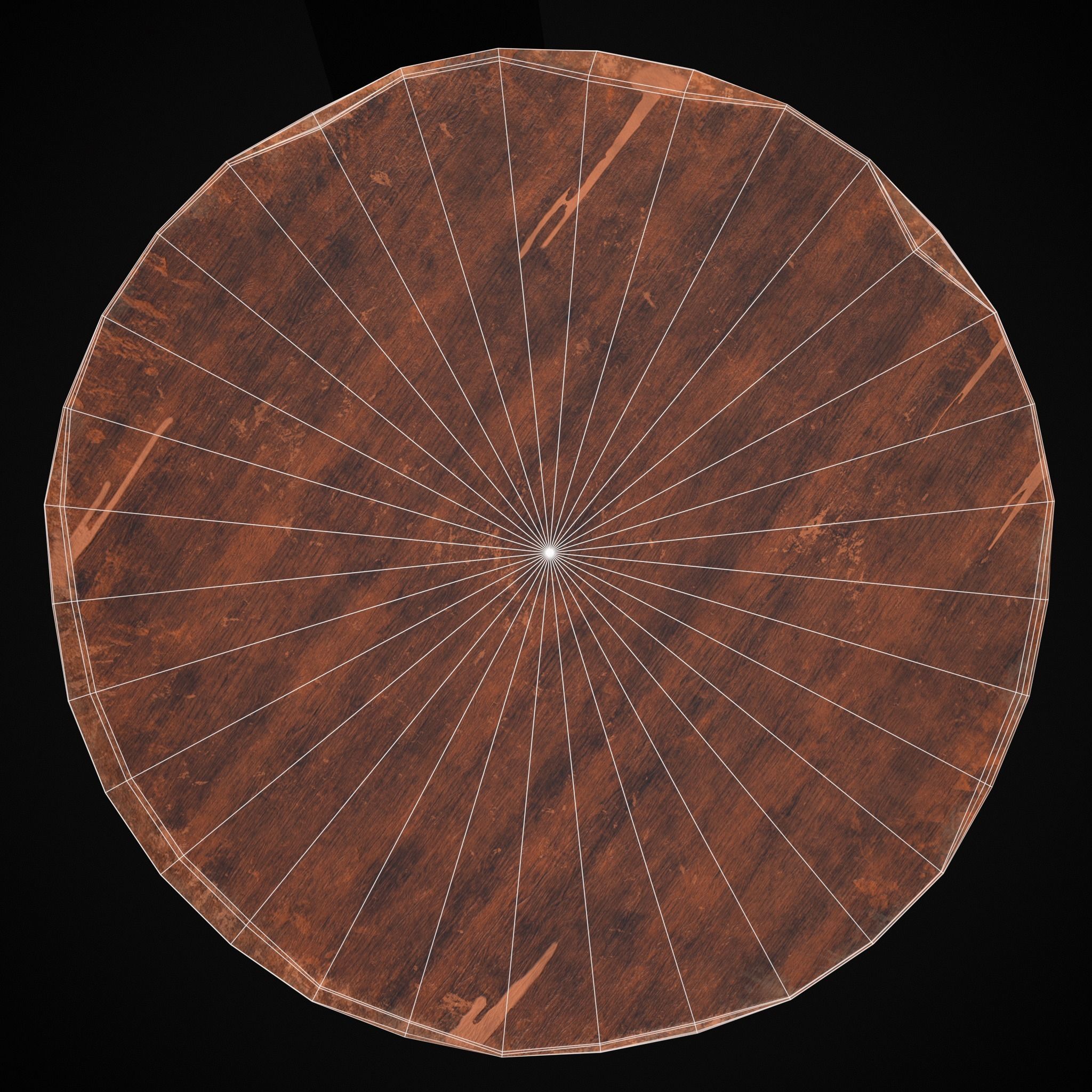 Round Worn Medieval Table Low-poly 3D model_4