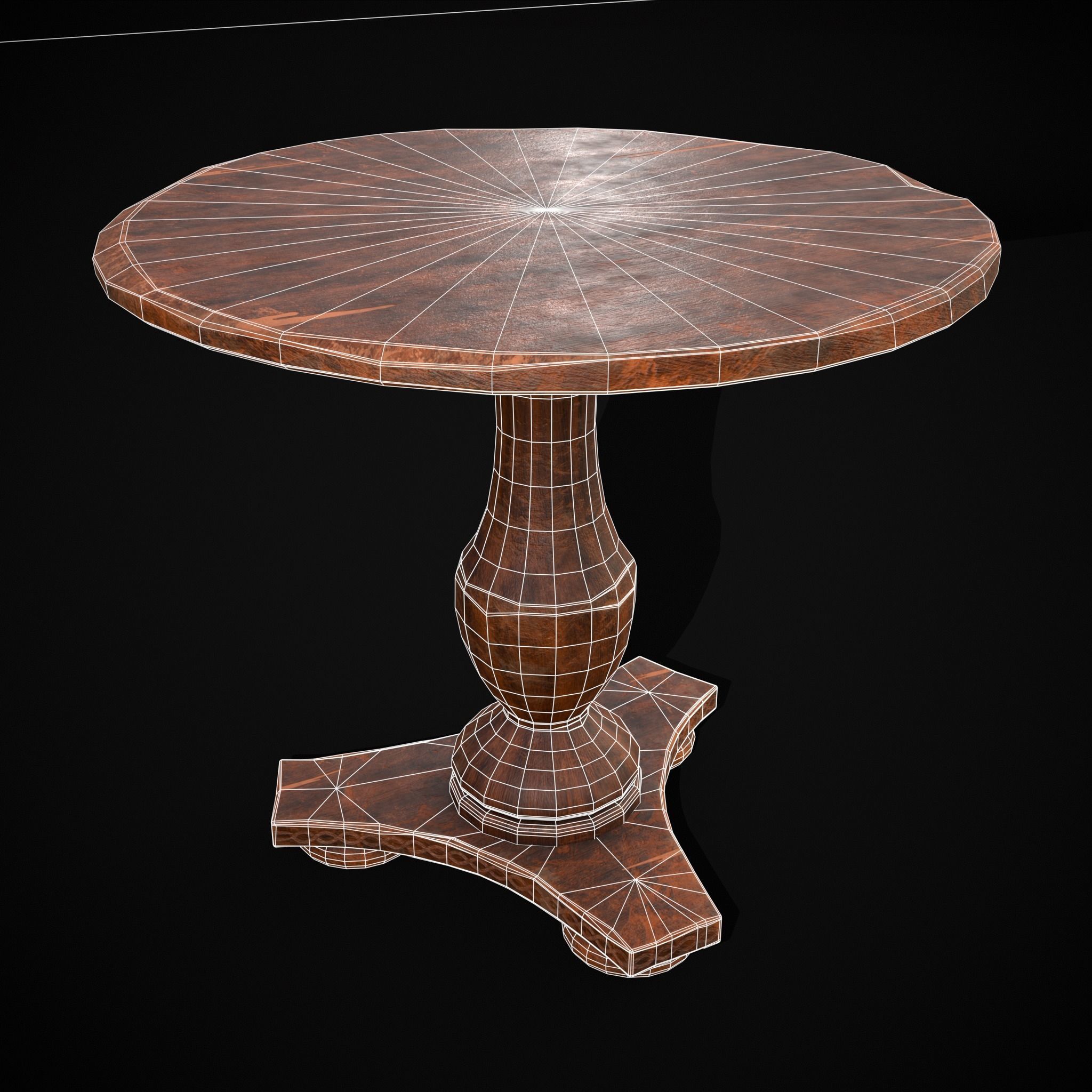 Round Worn Medieval Table Low-poly 3D model_2