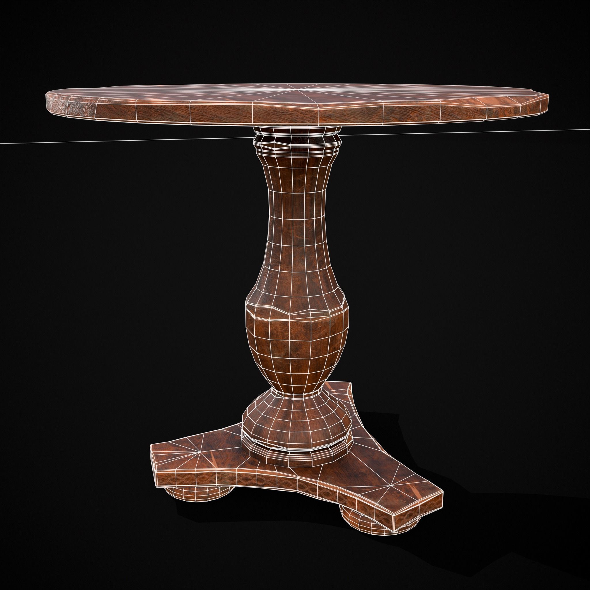 Round Worn Medieval Table Low-poly 3D model_20