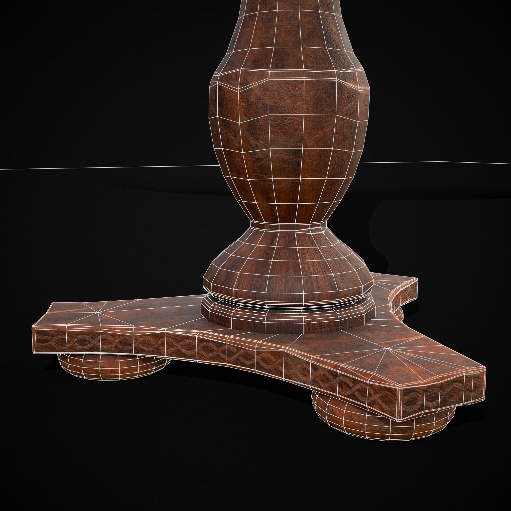 Round Worn Medieval Table Low-poly 3D model_12