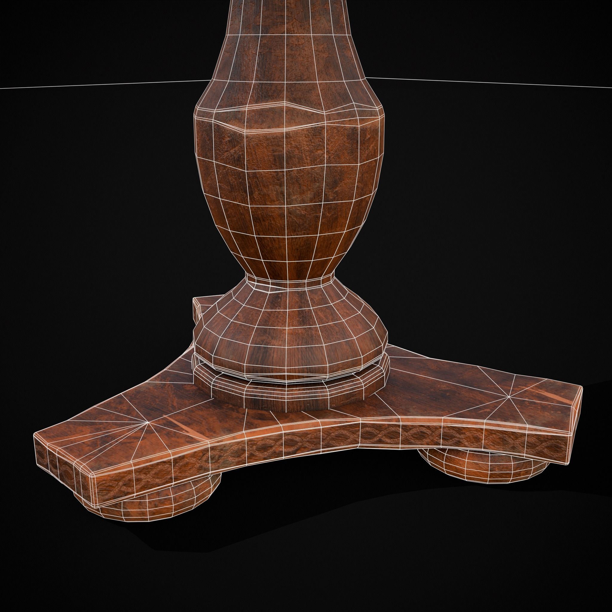 Round Worn Medieval Table Low-poly 3D model_14