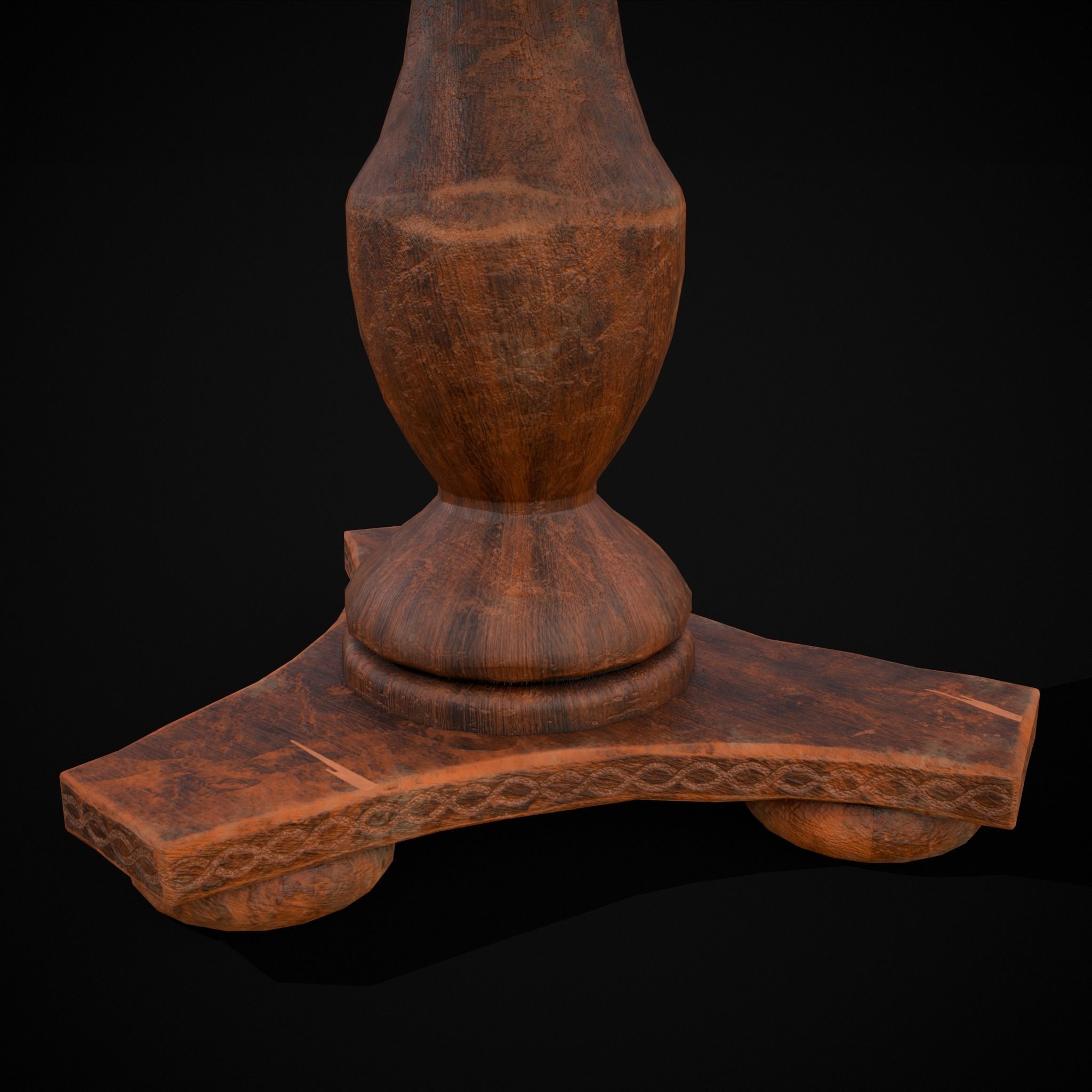 Round Worn Medieval Table Low-poly 3D model_13
