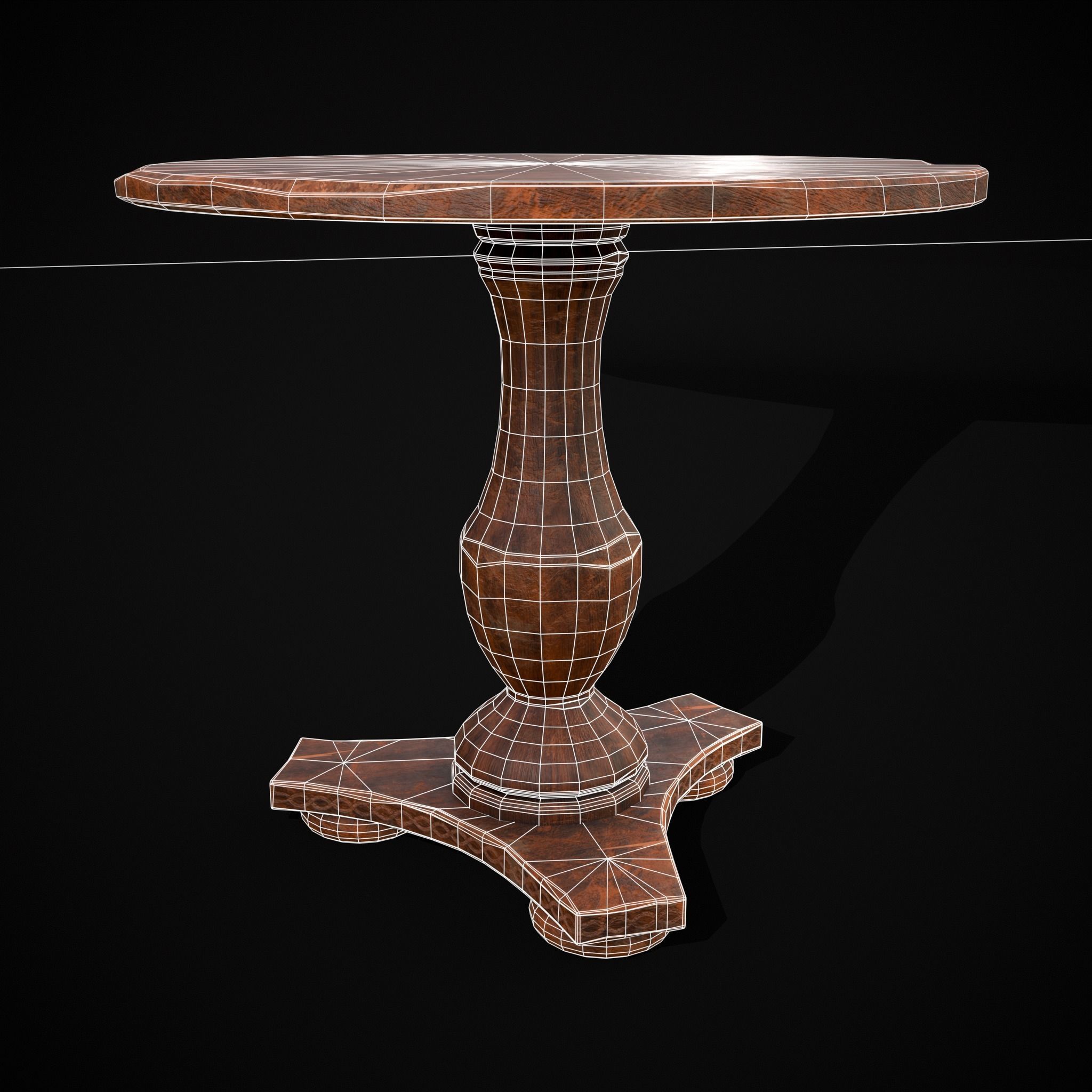 Round Worn Medieval Table Low-poly 3D model_6