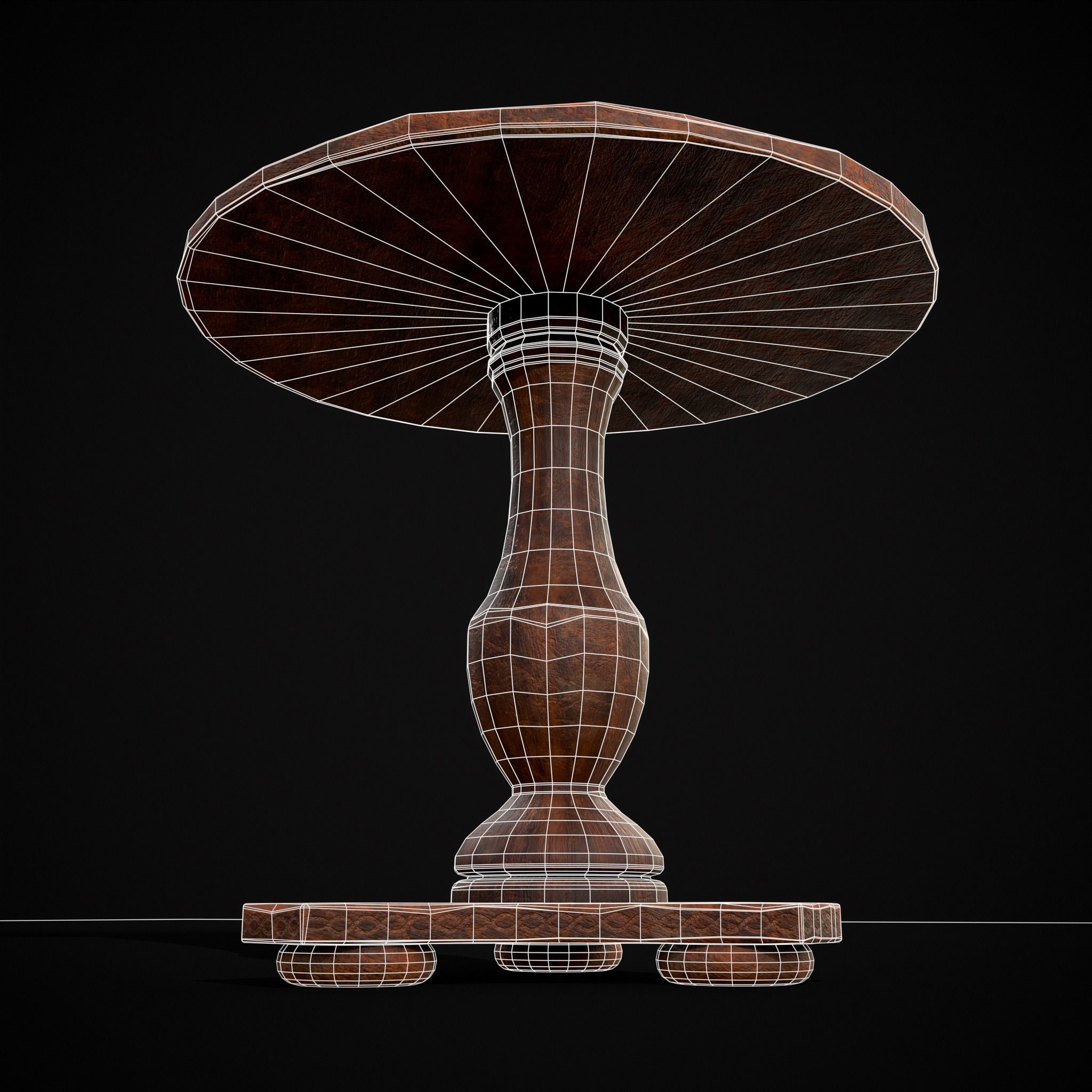 Round Worn Medieval Table Low-poly 3D model_8