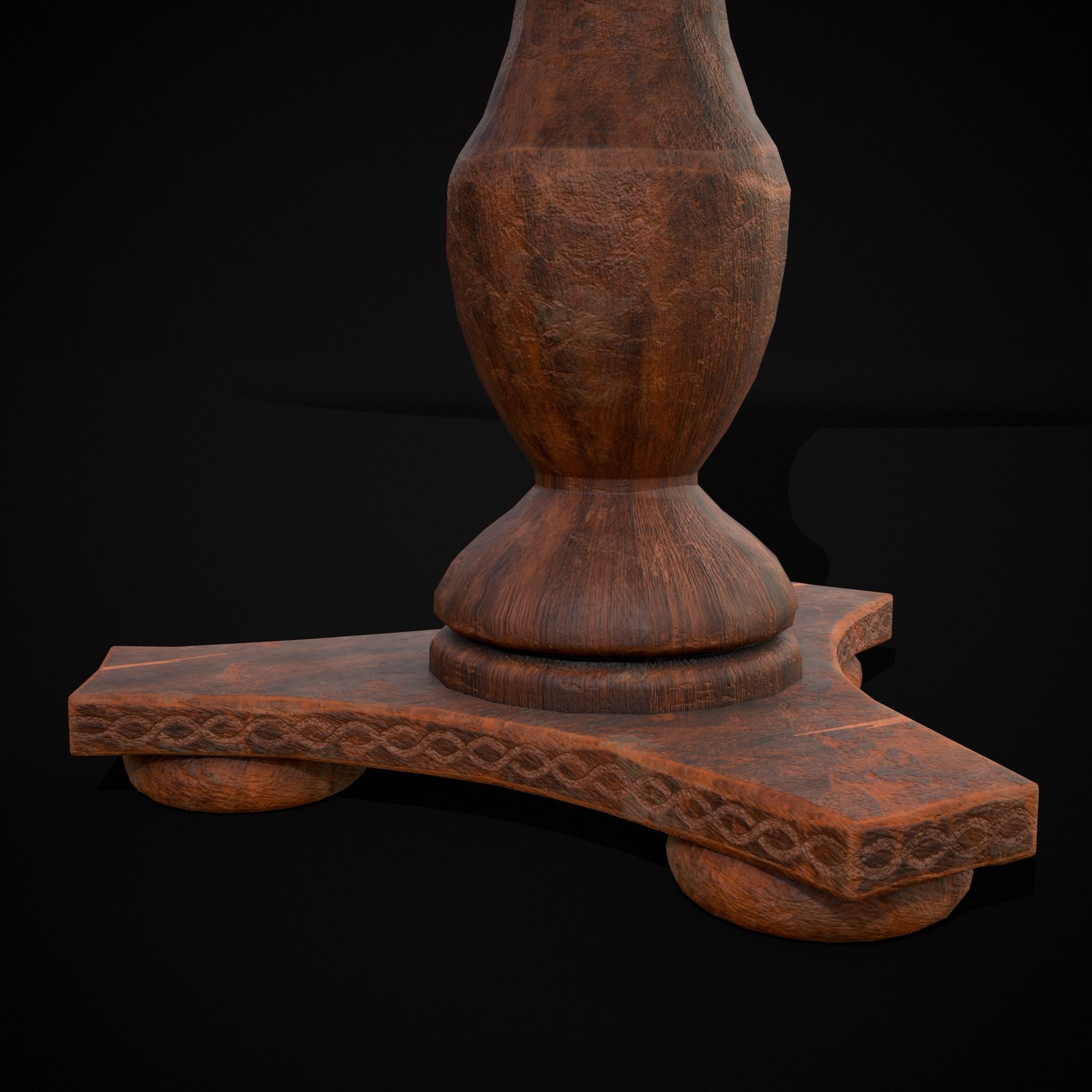 Round Worn Medieval Table Low-poly 3D model_11