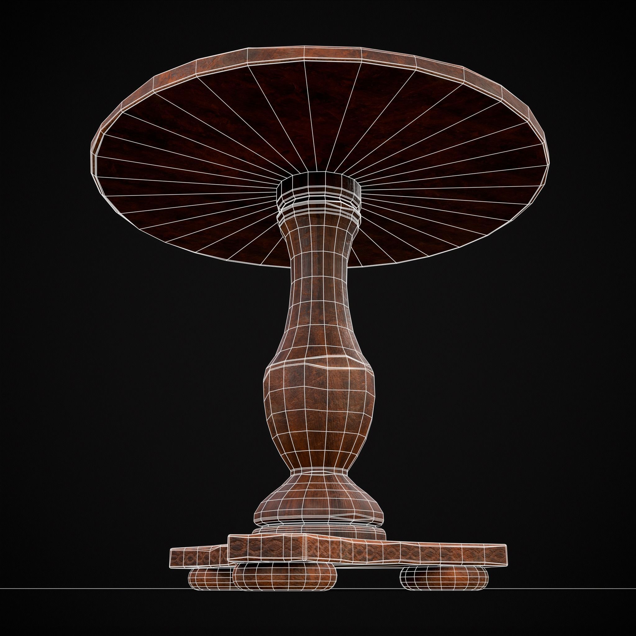 Round Worn Medieval Table Low-poly 3D model_16
