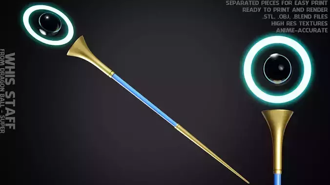 Dragon Ball Whis Angel Attendant Staff for Cosplay 3D print model