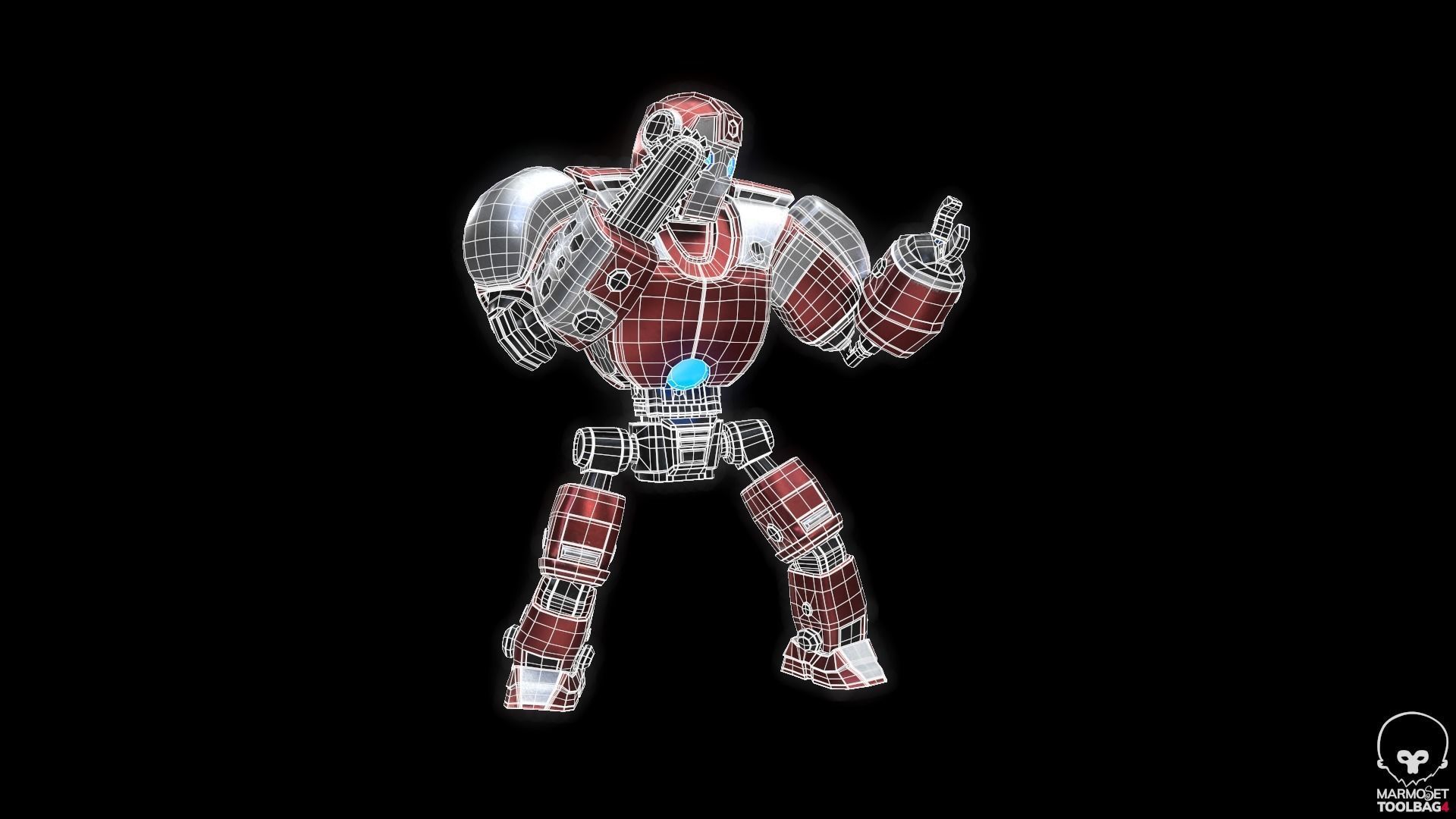 War robot Low-poly 3D model_9