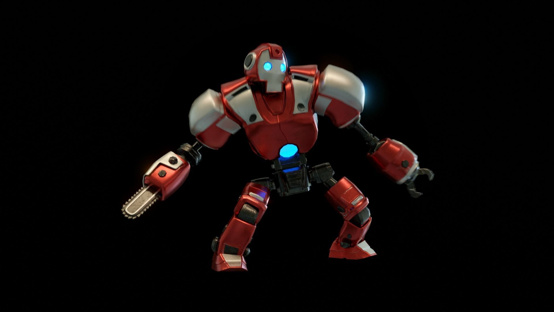 War robot Low-poly 3D model_10