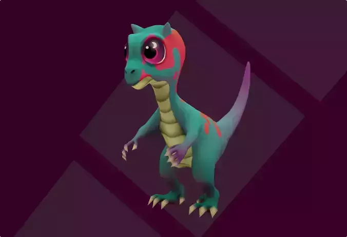 Cartoon Dino fantasy character dinosaur kid lowpoly gameready