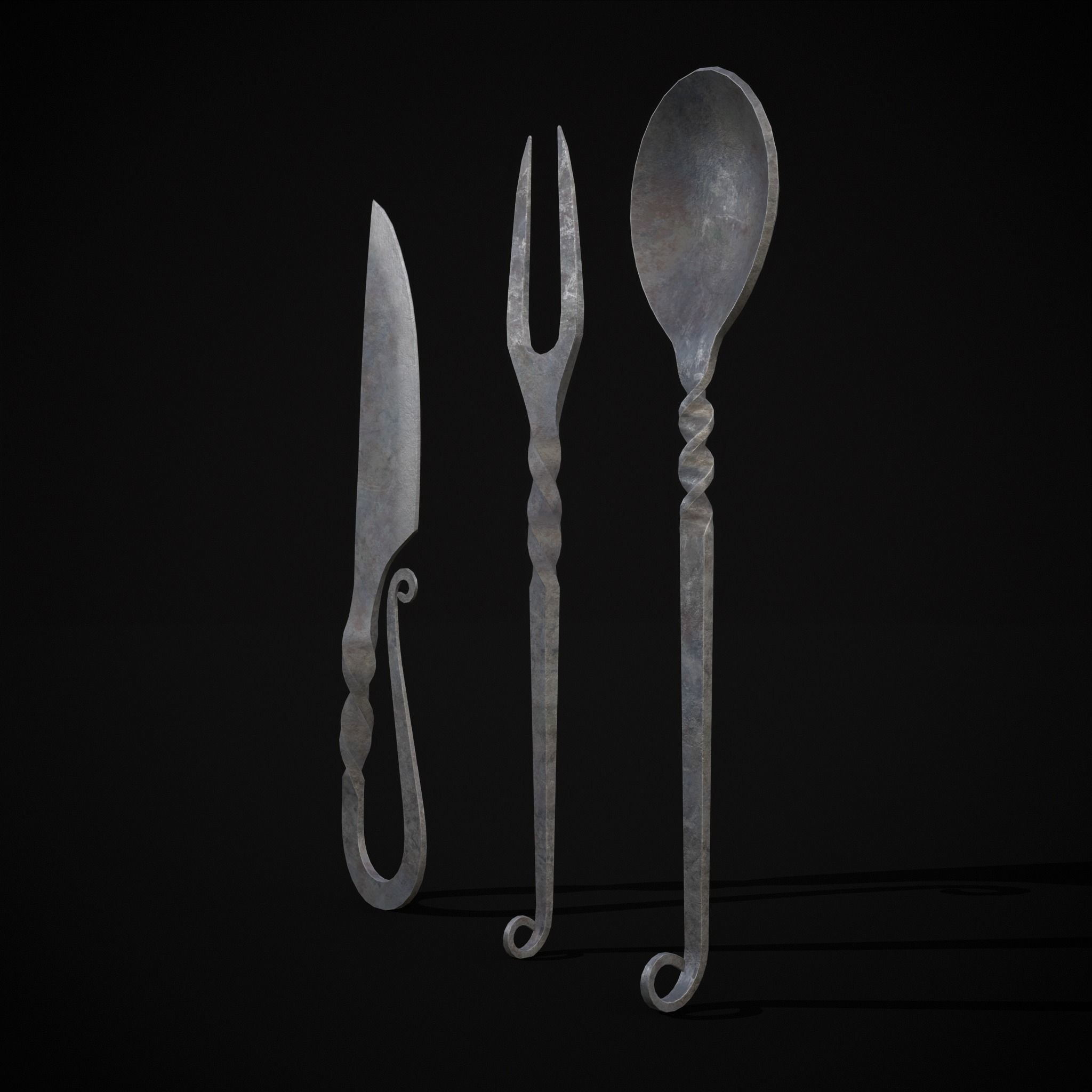 Iron Utensils Set Low-poly 3D model_21