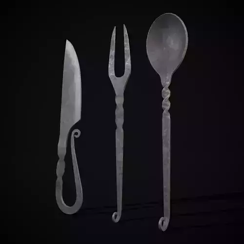 Iron Utensils Set Low-poly 3D model