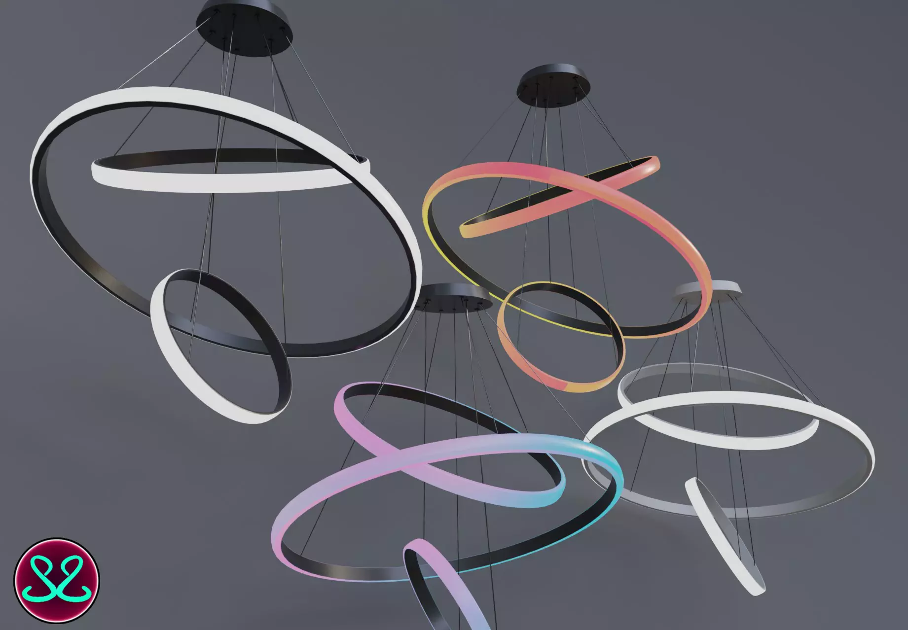 Awesome Rgb Led Ceiling Lamps Ceiling Lamp Pack Free low-poly 3D model
